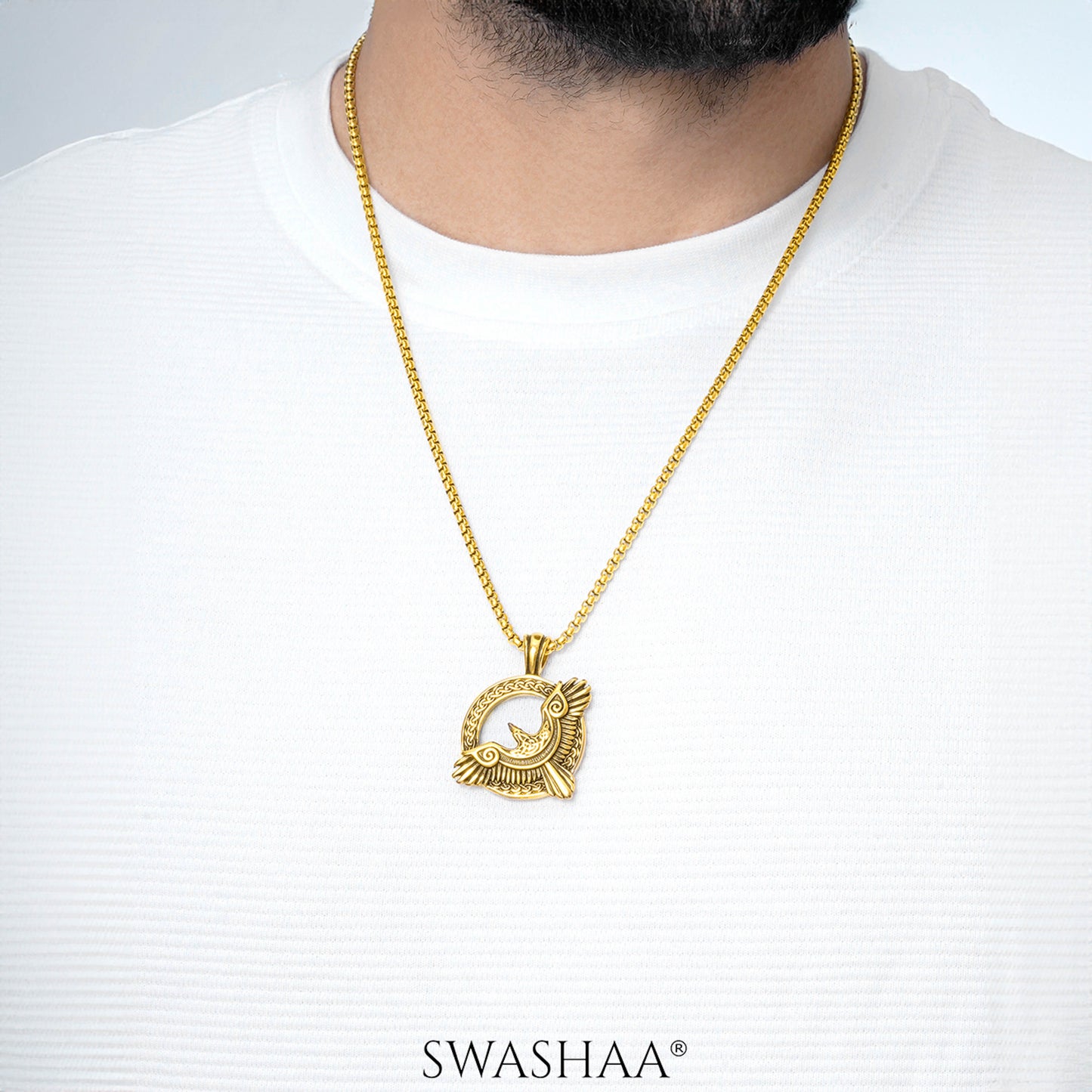 Froro Eagle 18K Gold Plated Men's Chain Pendant