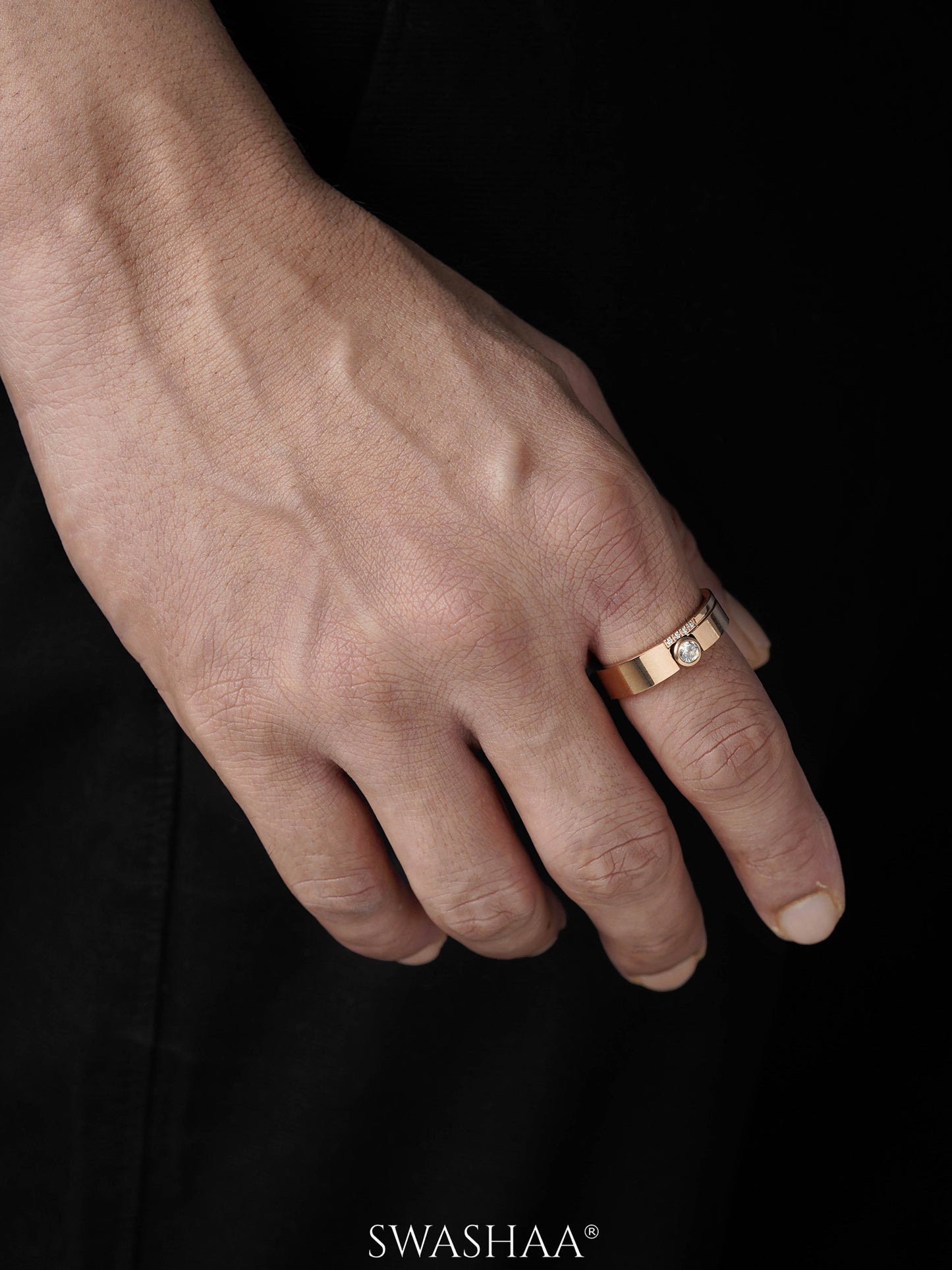Faizo Diamond Rosegold Plated Band Men's Ring