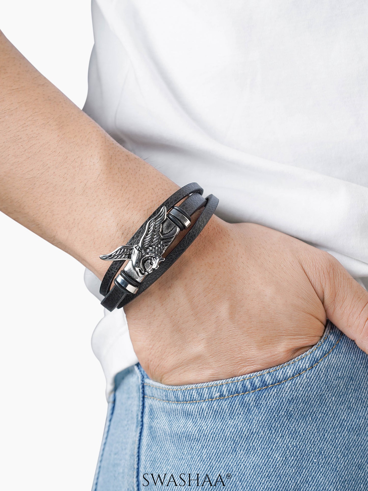Falwn Men's Leather Bracelet