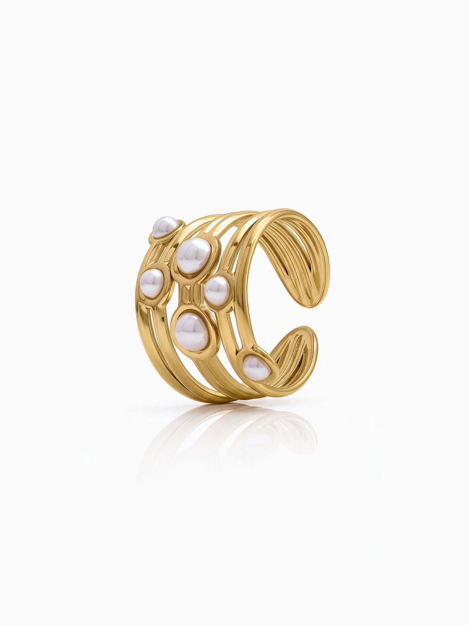 Feroza Pearl 18K Gold Plated Women's Rings