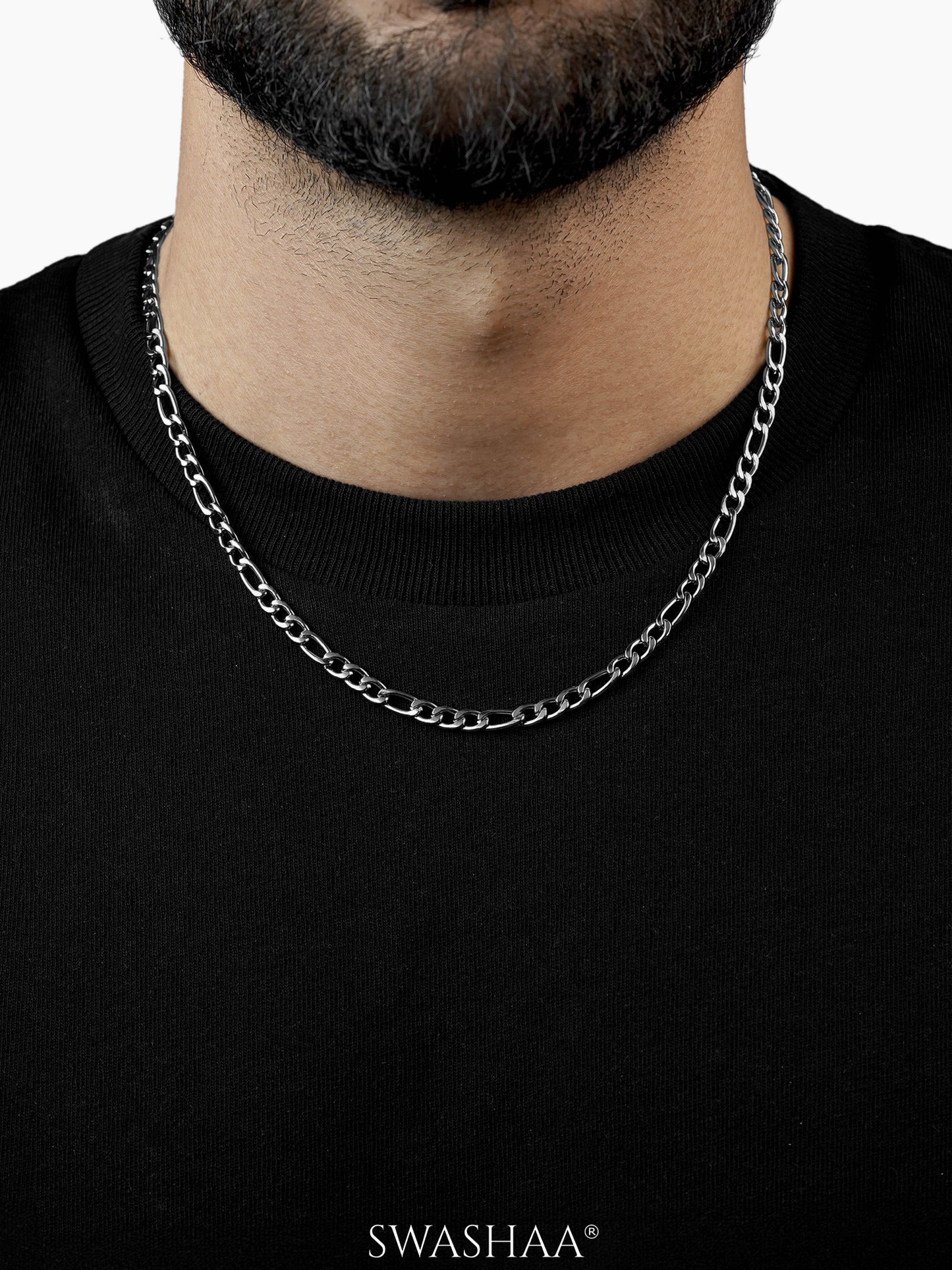 Figaro Alternating Link Silver 5MM Men's Chain