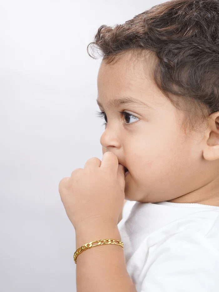 Figaro Chain 2MM 18K Gold Kid's Bracelet