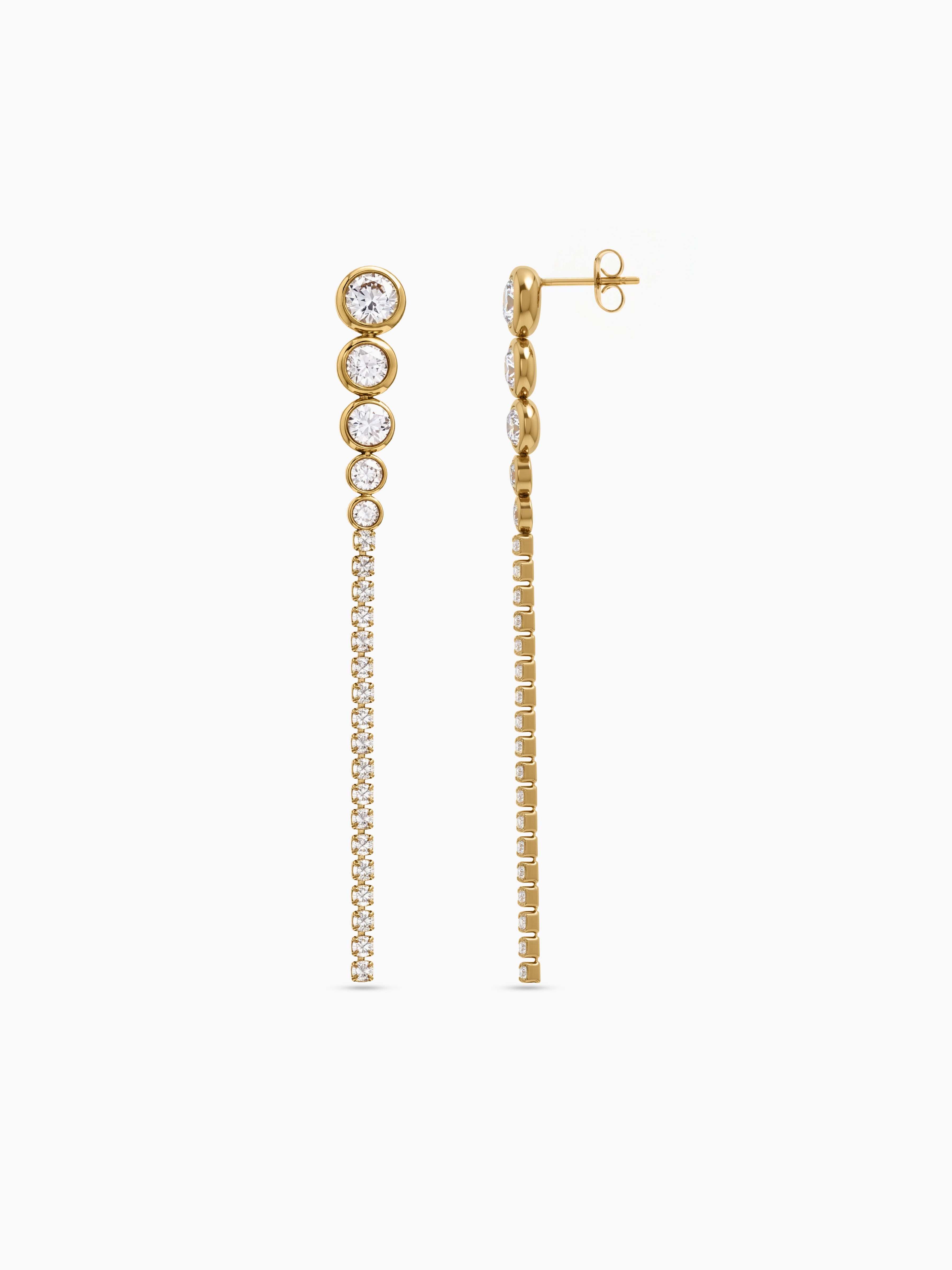 Fiora Diamond Solitaire Dangling 18K Gold Plated Women's Stud Earrings