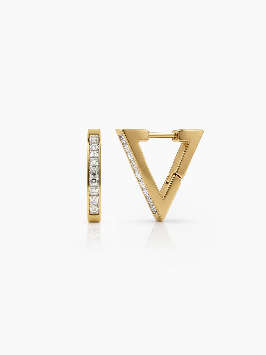 Fioren Triangle Diamond 18K Gold Plated Women's Hoop Earrings