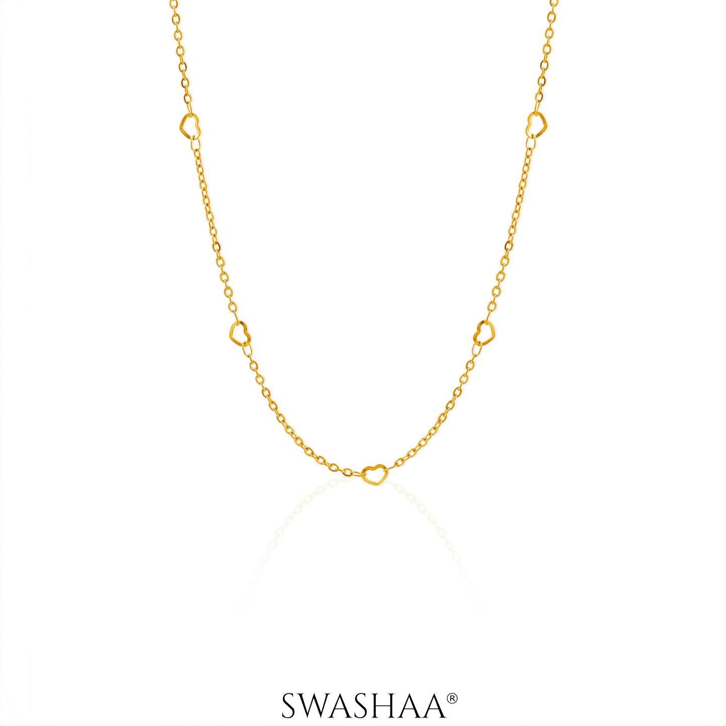 Flavia Heart 18K Gold Plated Women's Chain
