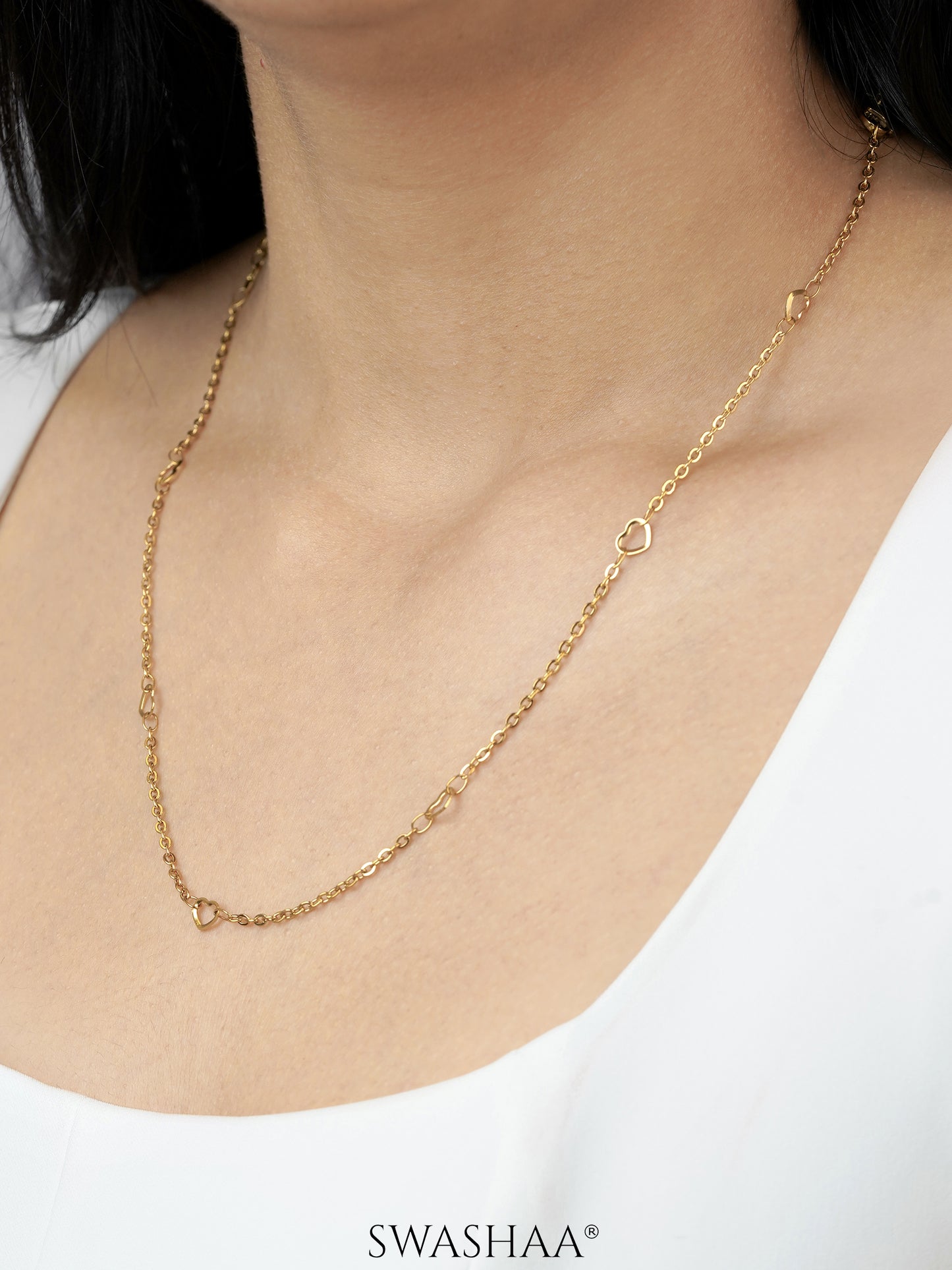 Flavia Heart 18K Gold Plated Women's Chain