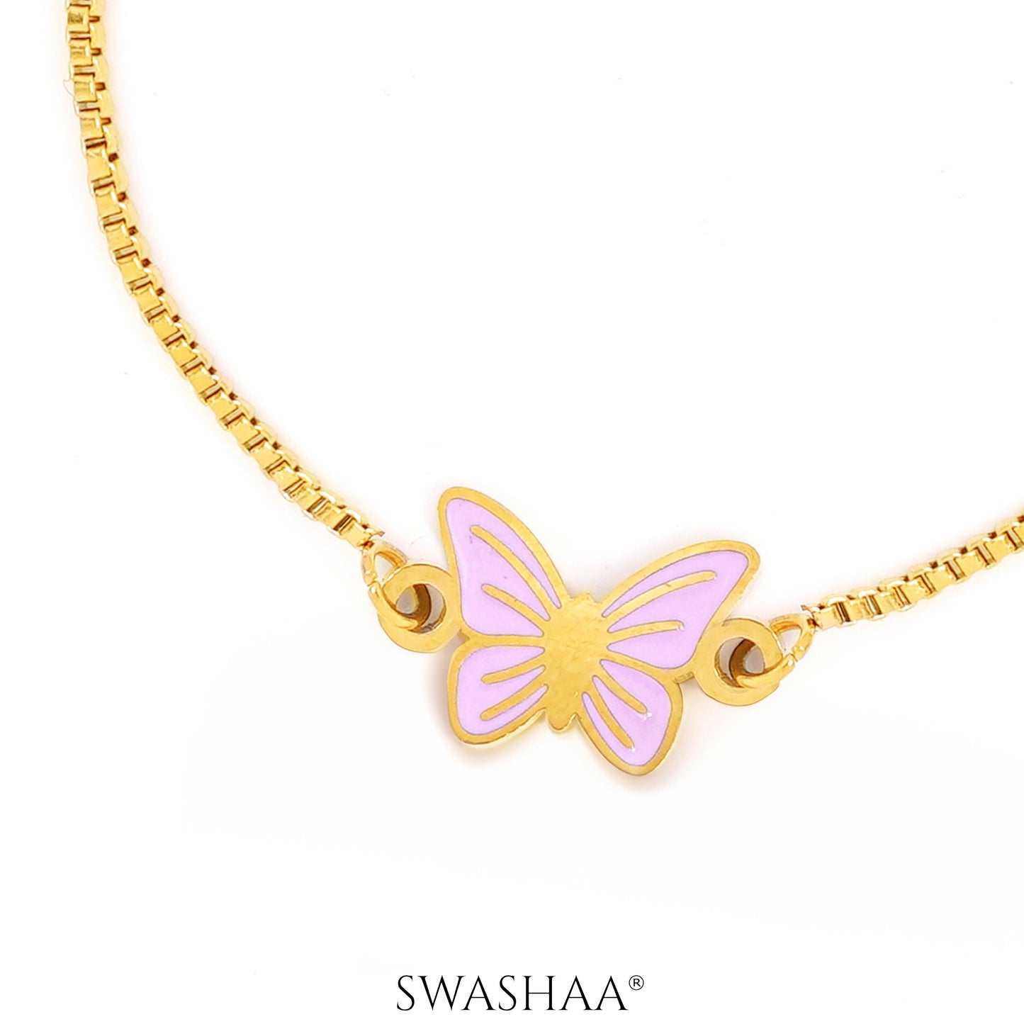 Flur Pink Butterfly Charm 18K Gold Plated Kid's Bracelet