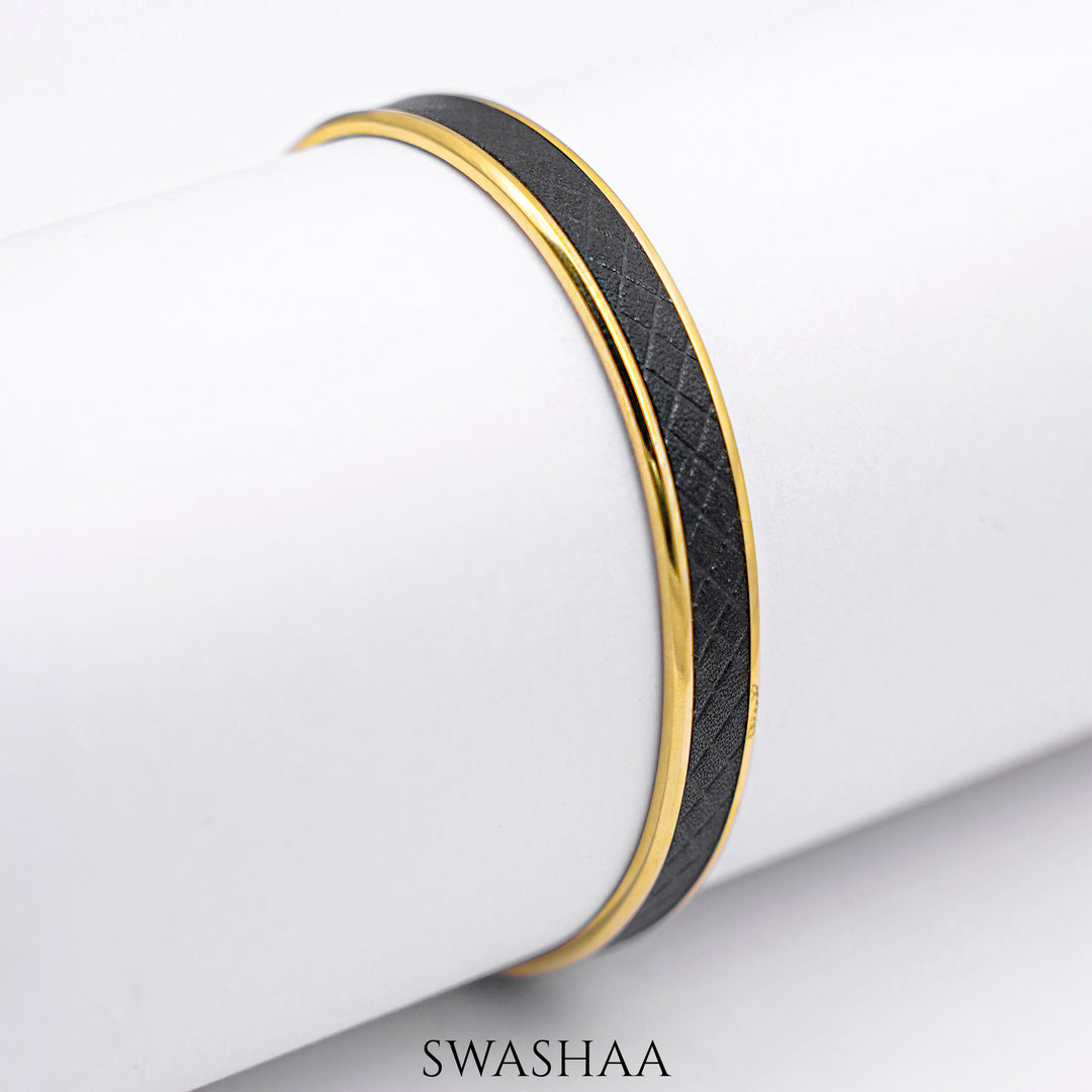 Fred Leather 18K Gold Plated Men's Bracelet