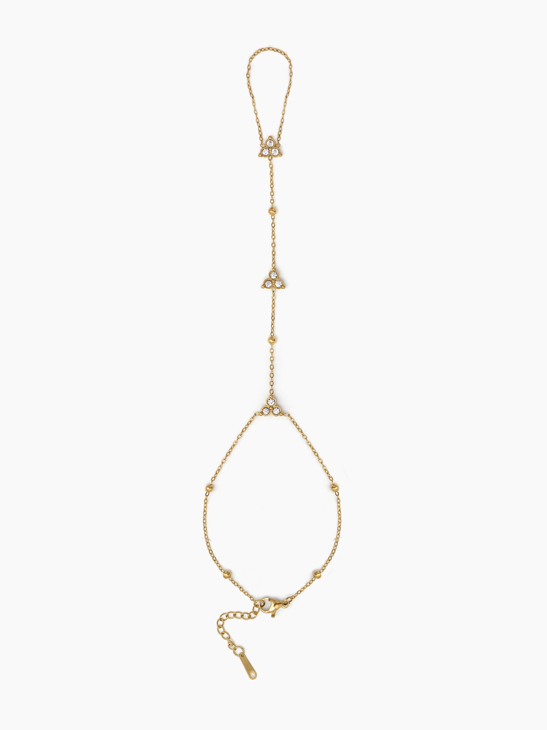 Freya Diamond Floral Bead 18K Gold Plated Women's Ring Bracelet