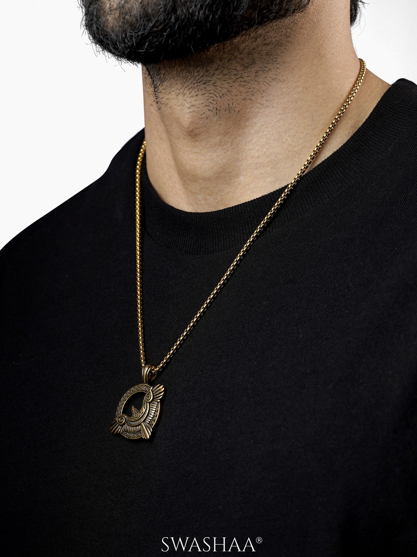 Froro Eagle 18K Gold Plated Men's Chain Pendant