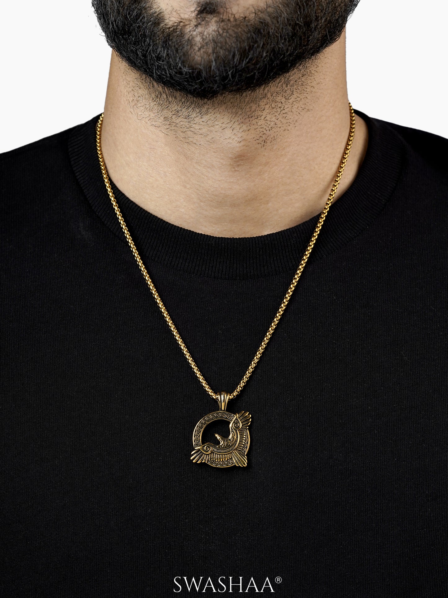 Froro Eagle 18K Gold Plated Men's Chain Pendant