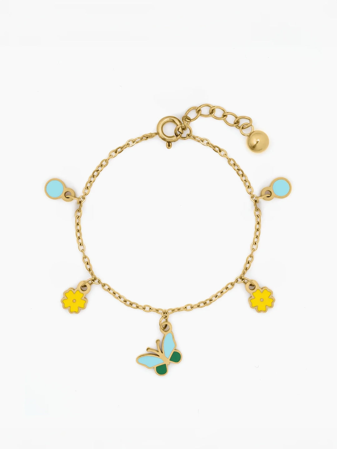Furry Butterfly Flower Charm 18K Gold Plated Kid's Chain Bracelets