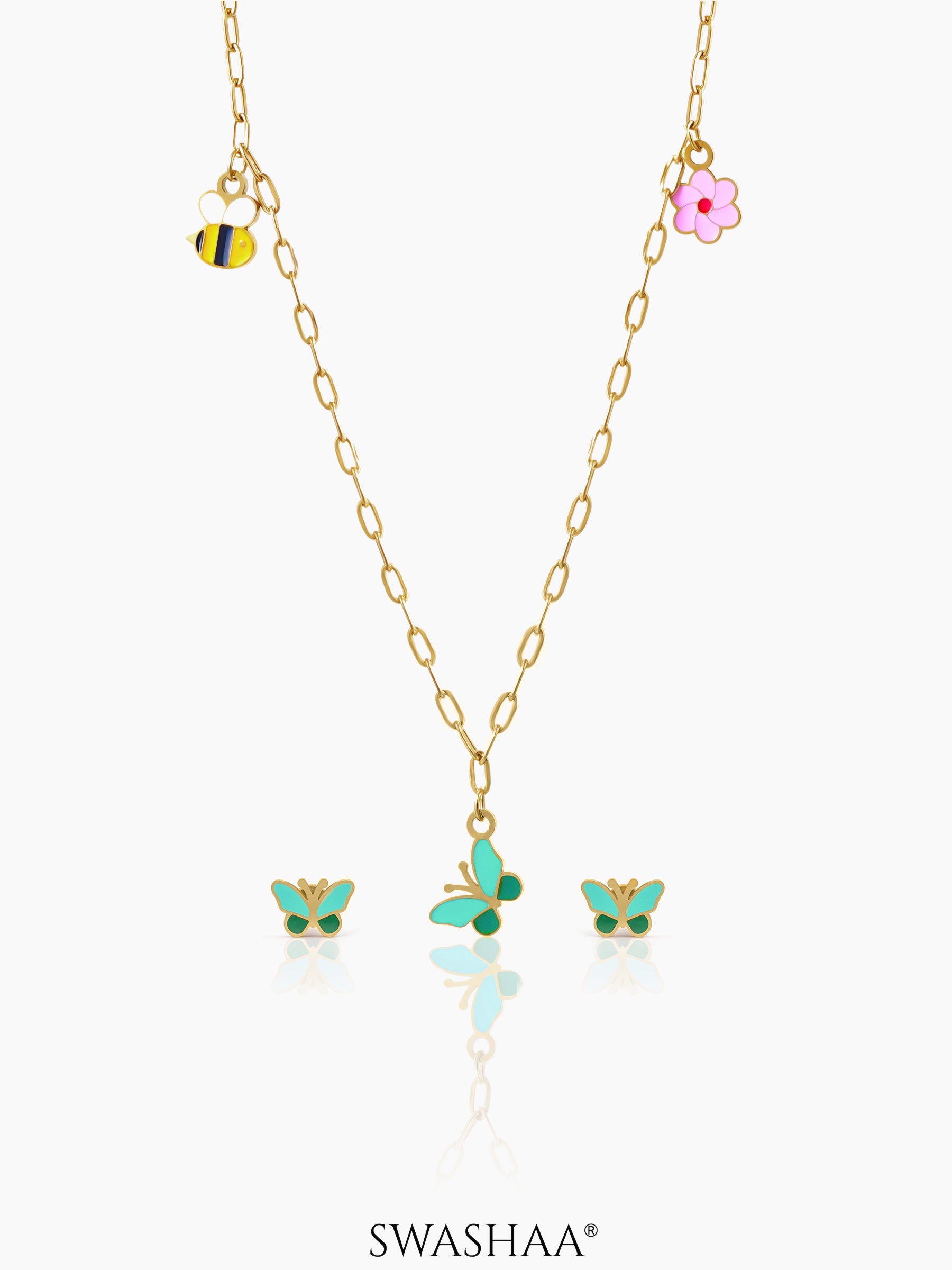 Fury Charms Kid's Jewelry Set Of 2 - Necklace & Earrings - Swashaa