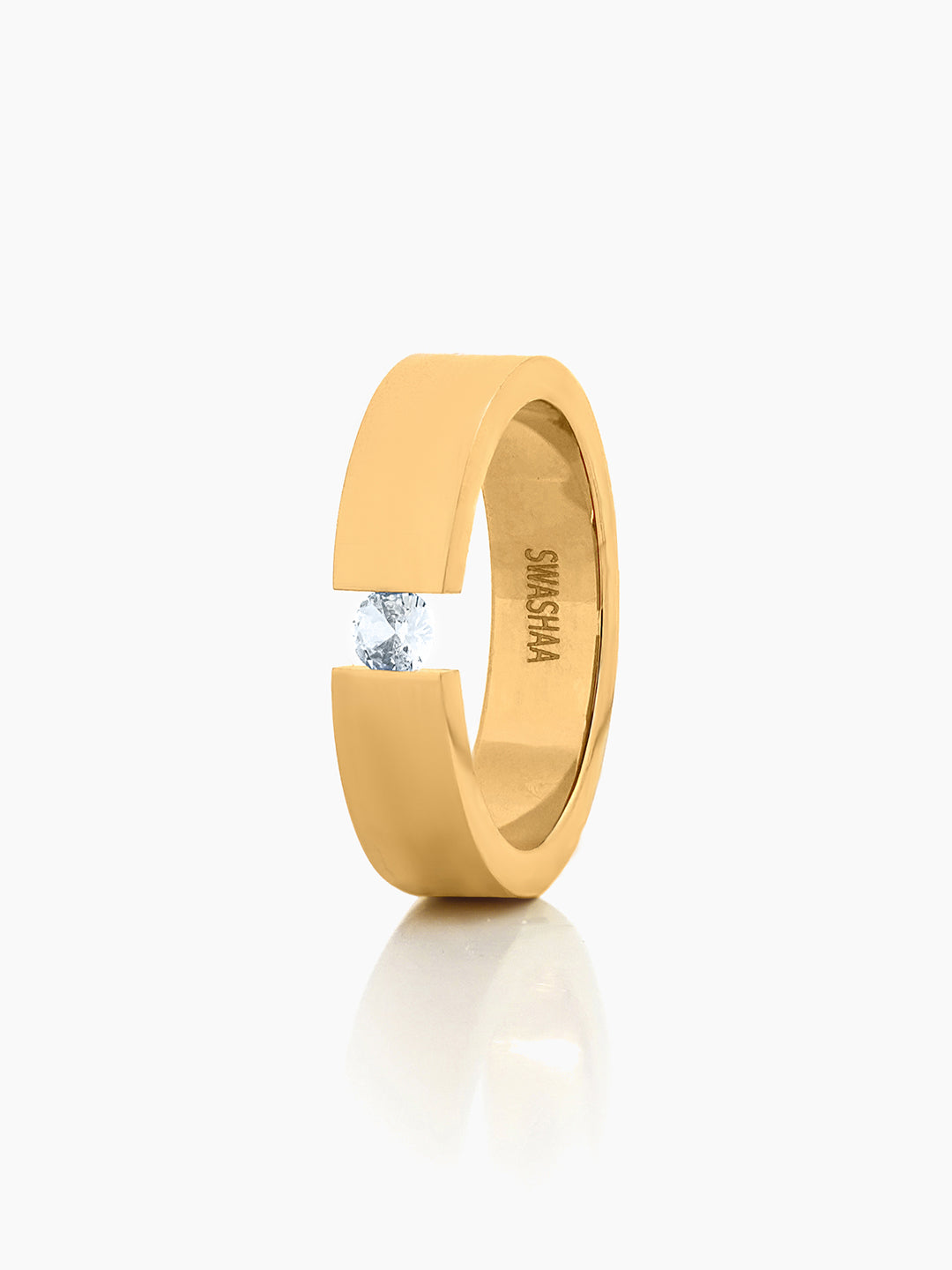 Gaios Crystal 18K Gold Plated Band Men's Ring