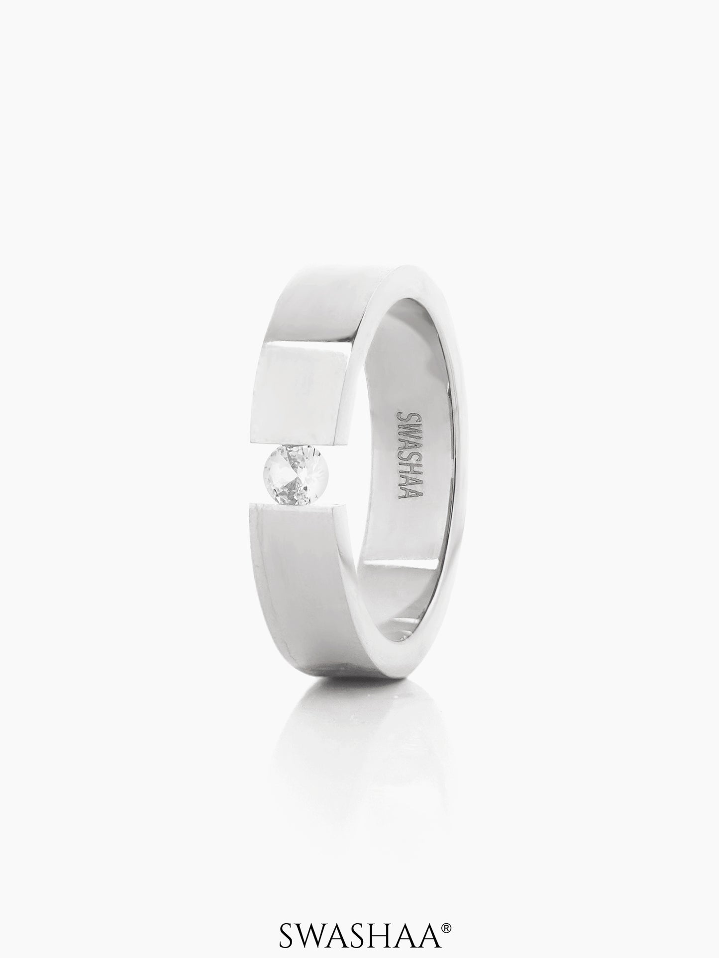 Gaios Crystal Silver Band Men's Ring