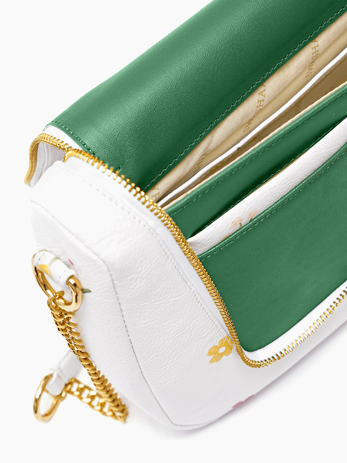 Garden Gems White Floral Women's Leather Shoulder Bag