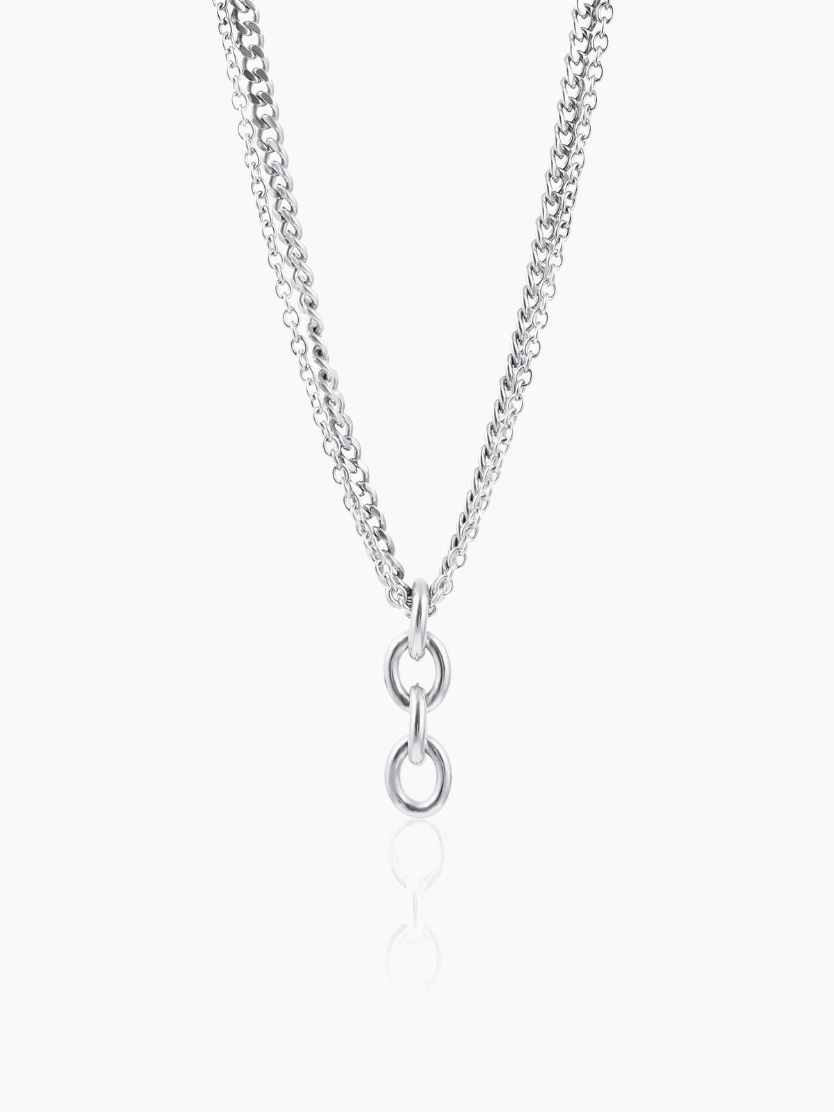 Gazian Four Interlinked Ring Men's Double Chain Pendant