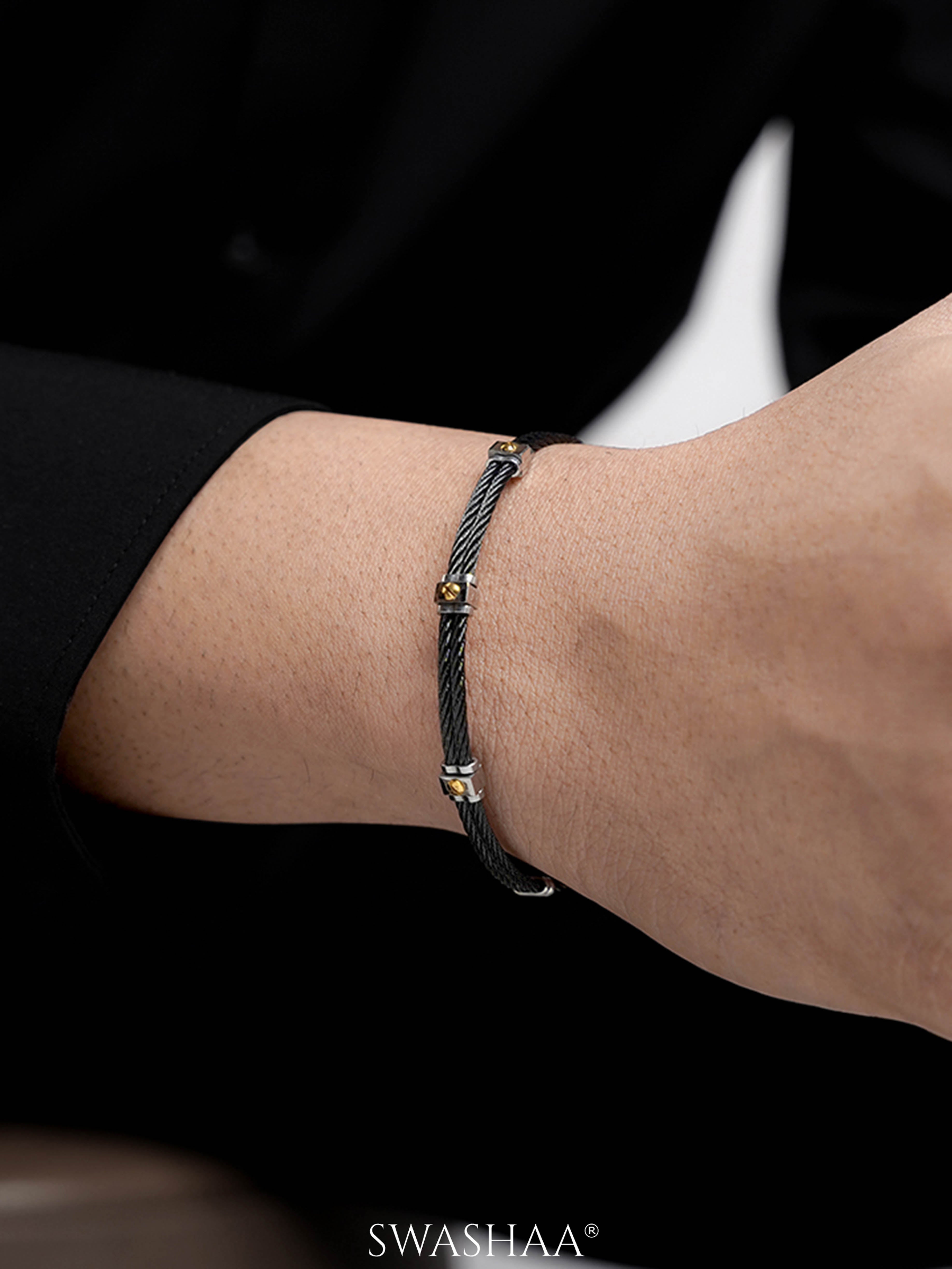 Gene Twin Black Wired Men's Bracelet