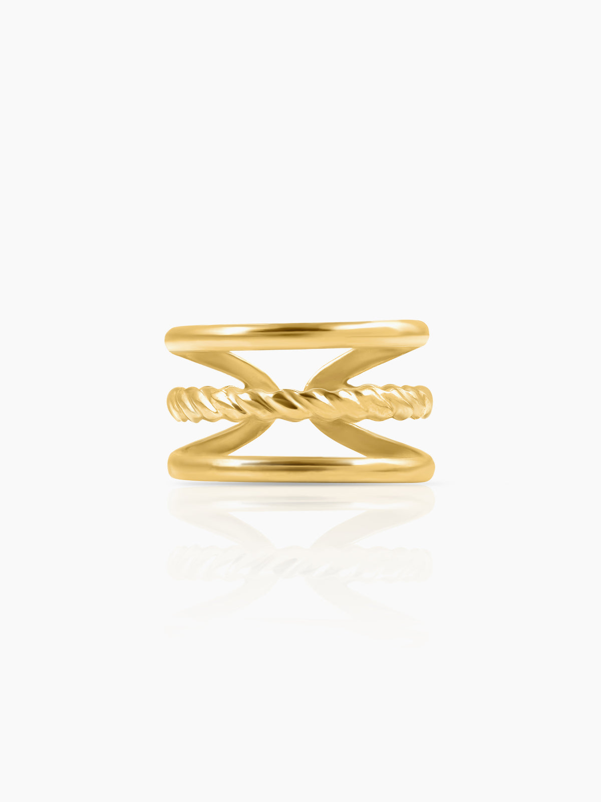 Gigi Three Layers Twisted Rope 18K Gold Plated Ring