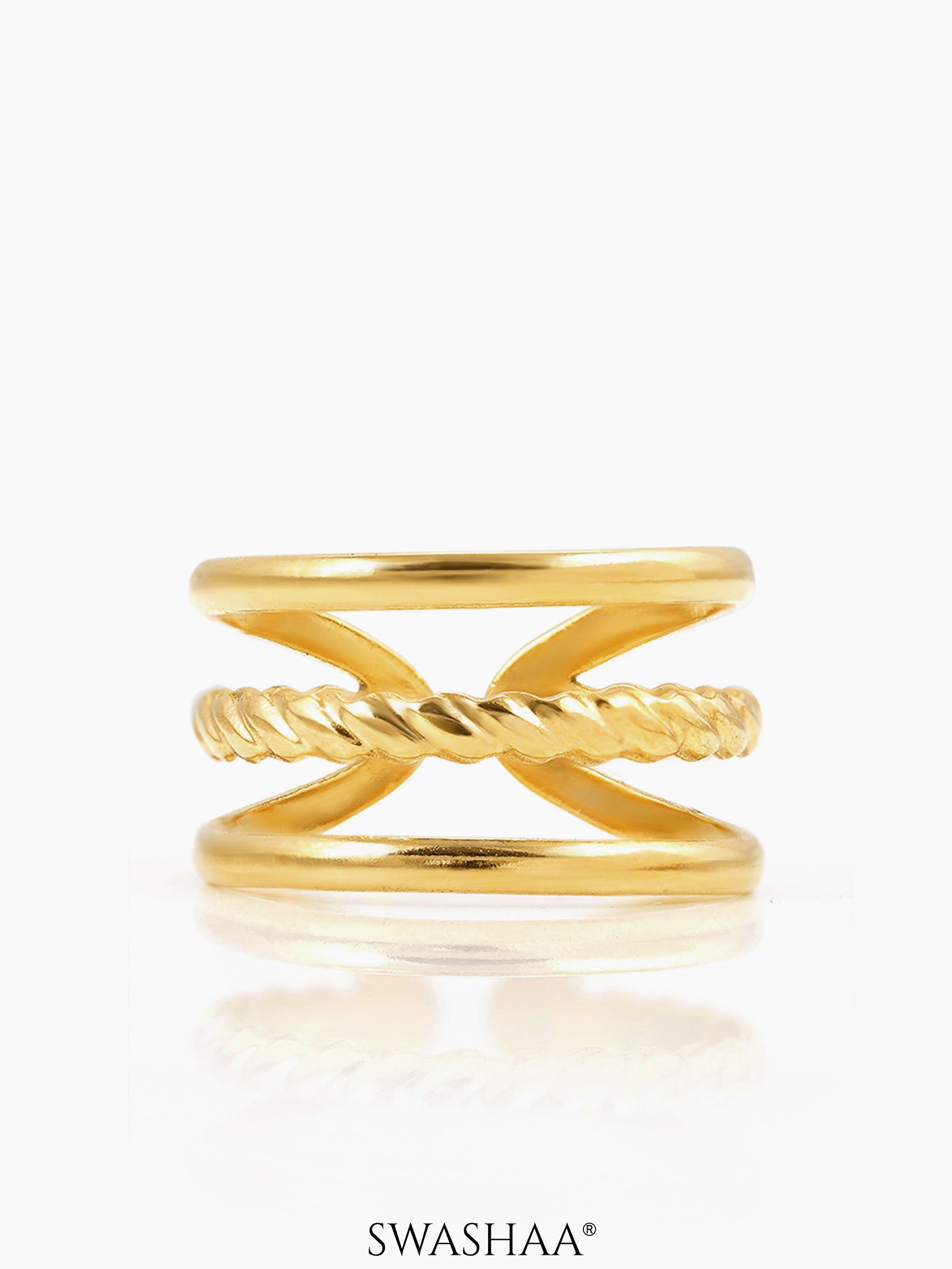 Gigi Three Layers Twisted Rope 18K Gold Plated Ring