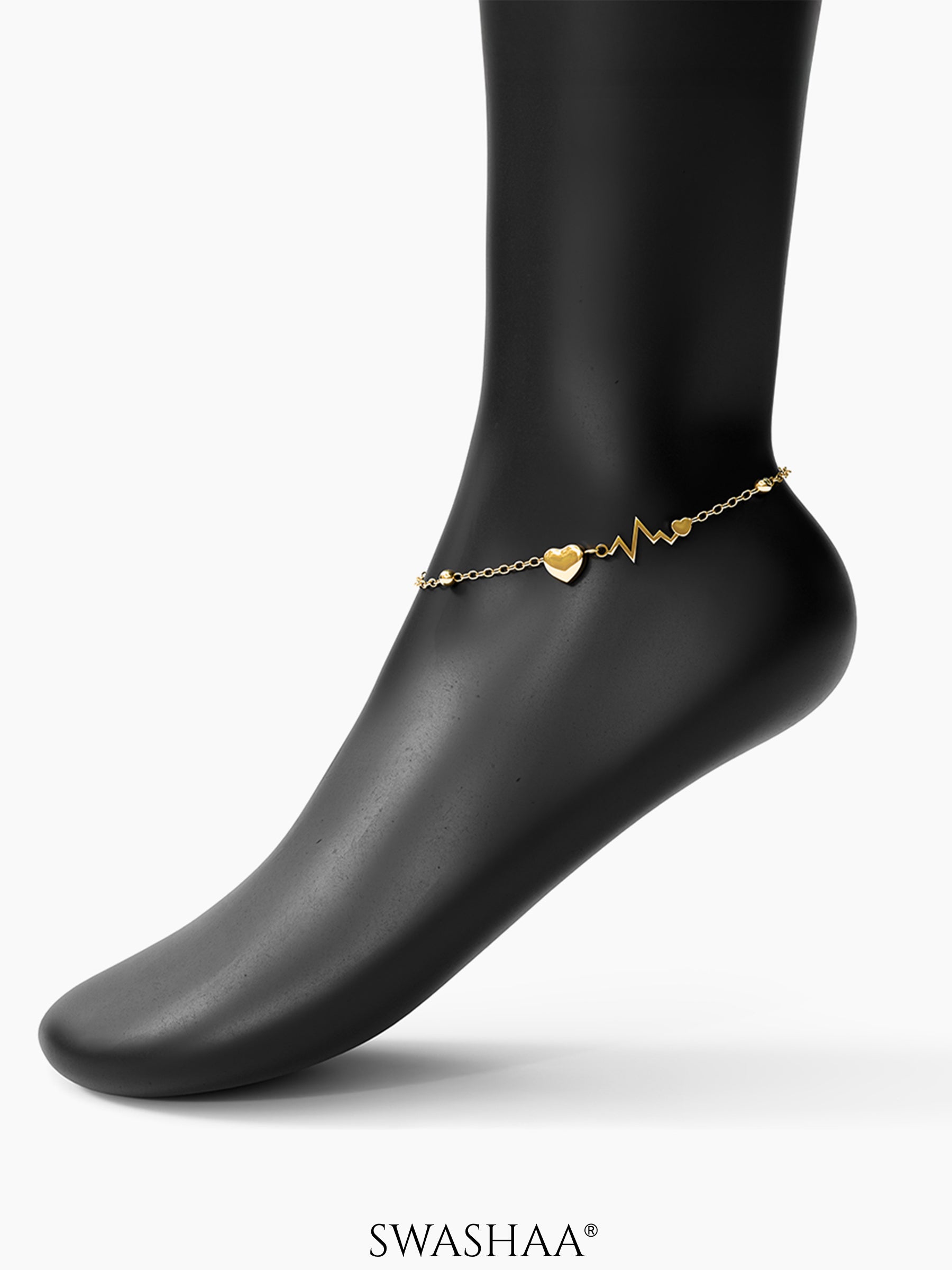 Gilmore Heartsbeats Charms 18K Gold Plated Women's Anklet
