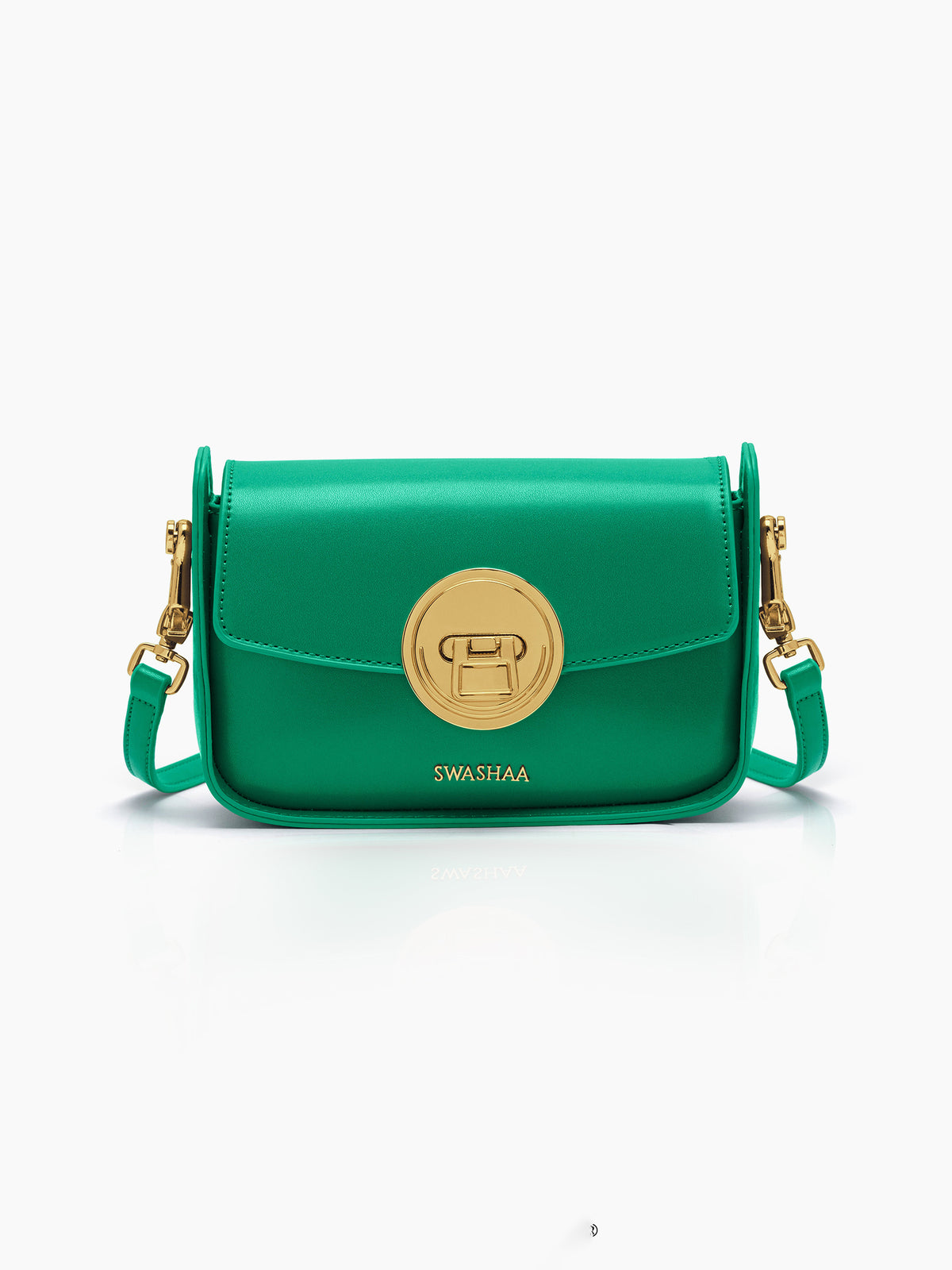 Giva Emerald Green Luxe Clasp Women's Leather Sling Bag