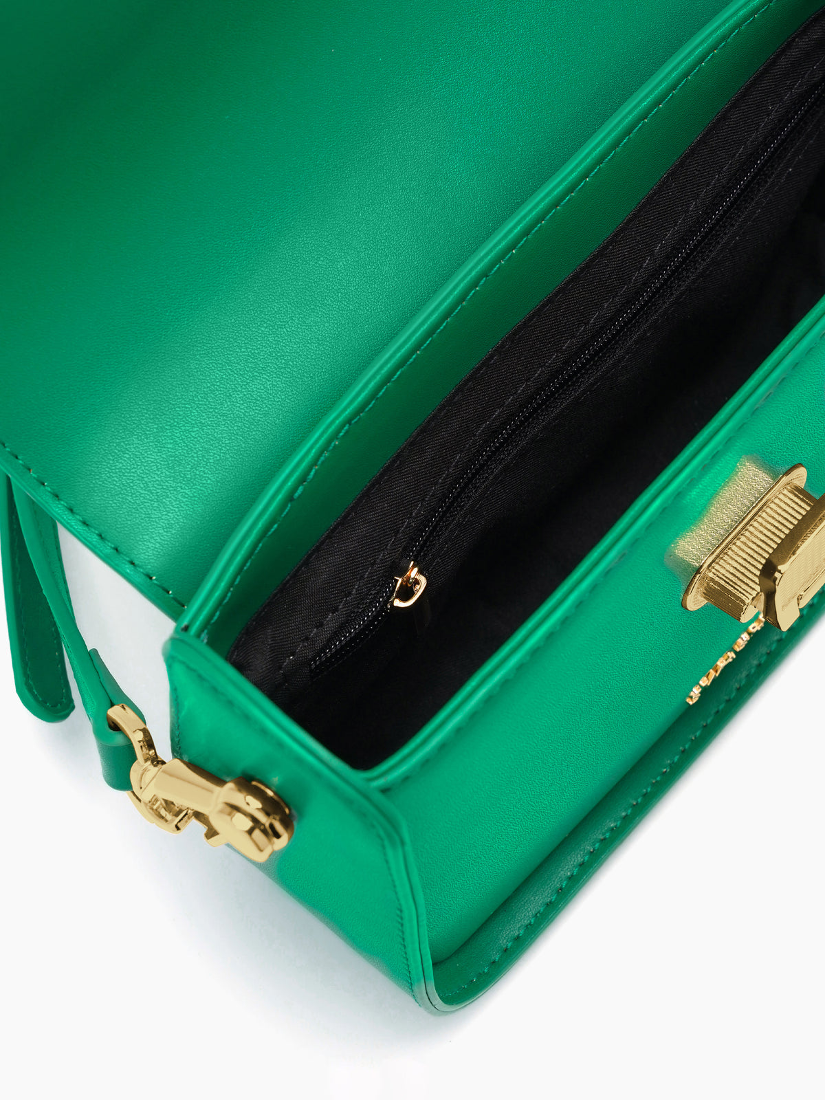 Giva Emerald Green Luxe Clasp Women's Leather Sling Bag