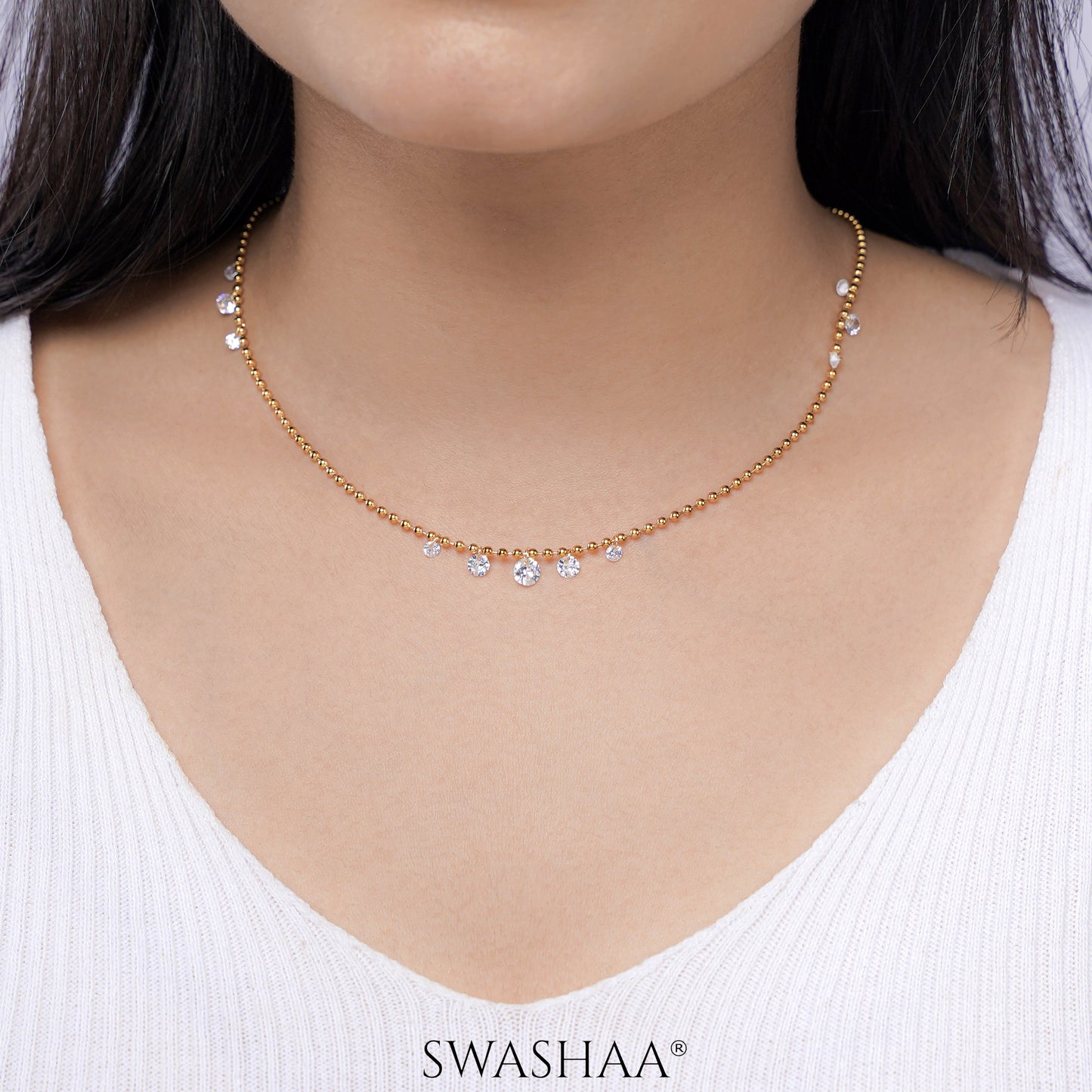 Glimmering Raindrop 18K Gold Plated Necklace