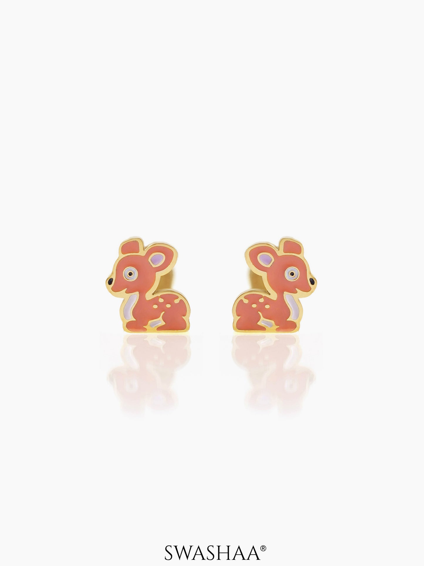 Goofy Deer Charm 18K Gold Plated Kid's Stud Earrings