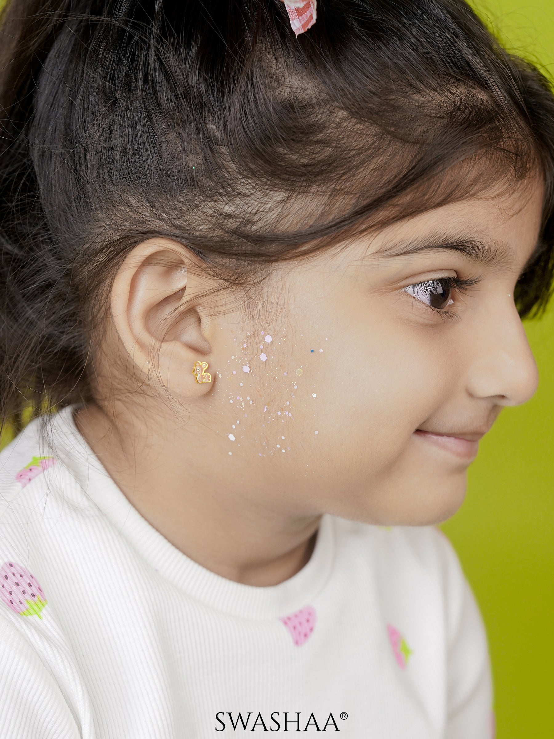 Goofy Deer Charm 18K Gold Plated Kid's Stud Earrings