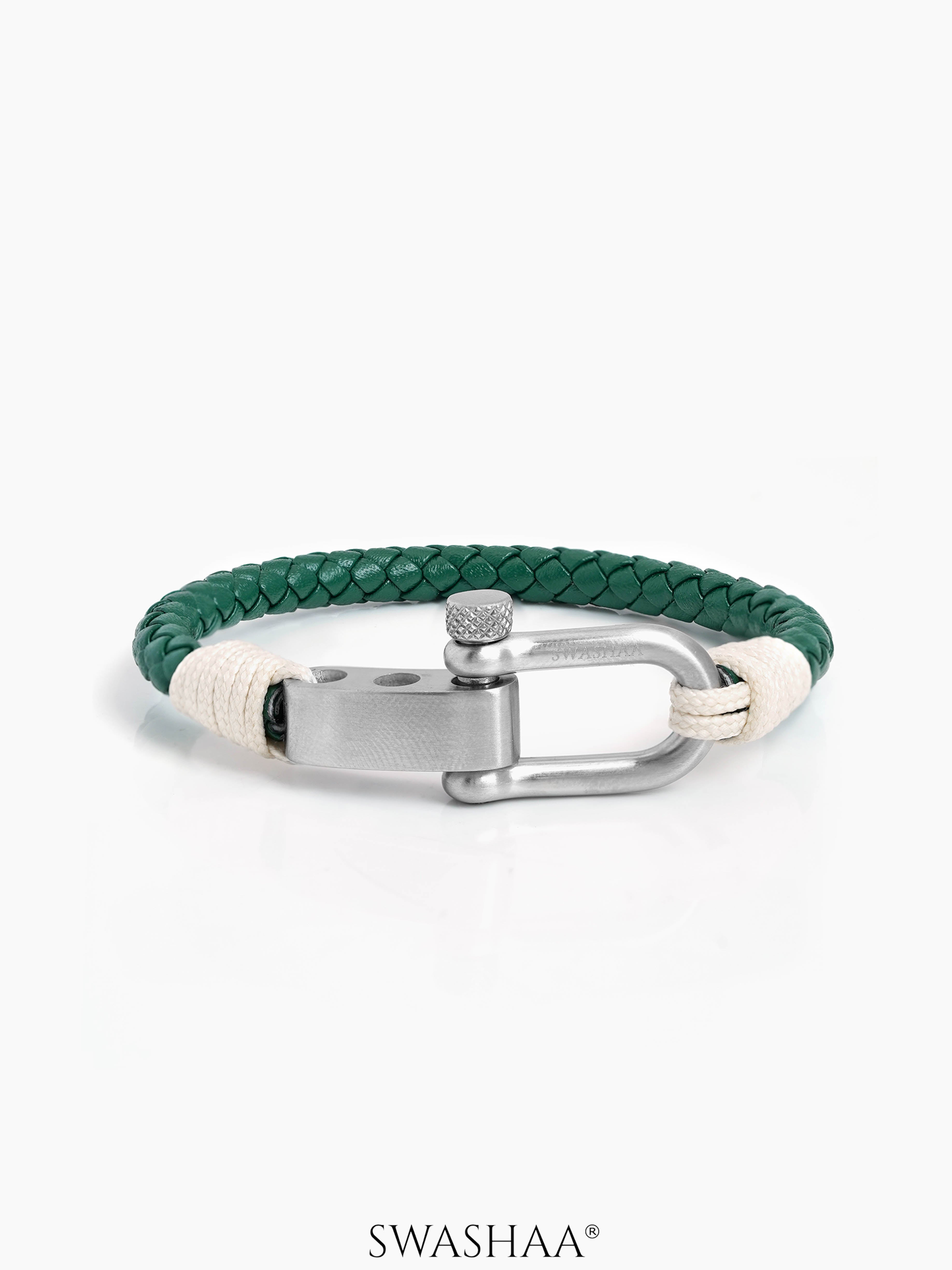 Green Trail Men's Leather Bracelet