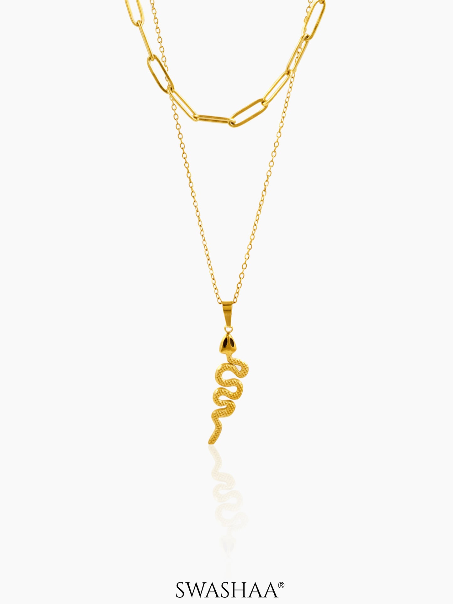Hampi Snake Layered 18K Gold Plated Chain Pendant Necklace