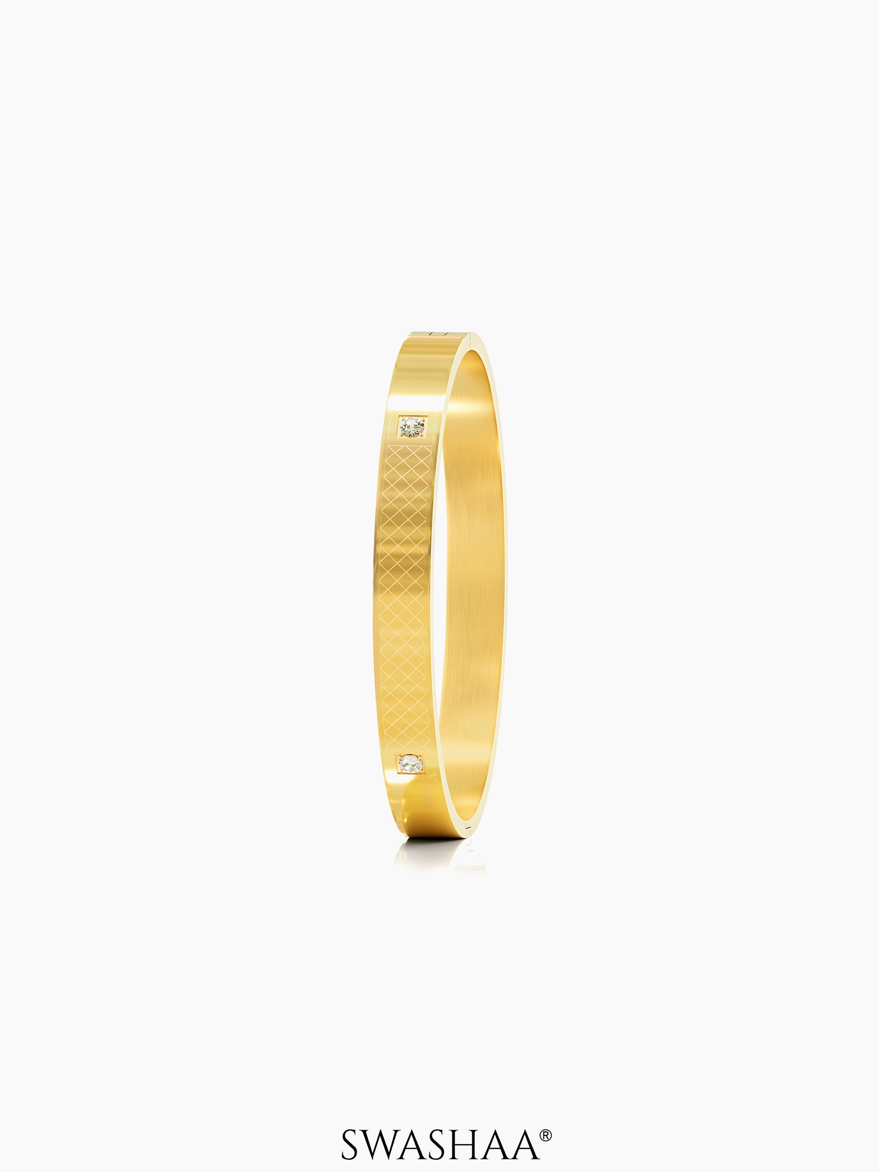 Hector Etched Diamond 18K Gold Plated Men's Kada