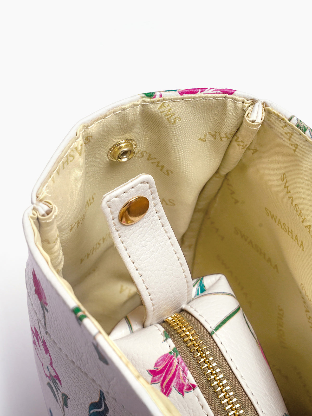 Hemi Floral White Women's Leather Shoulder Bag