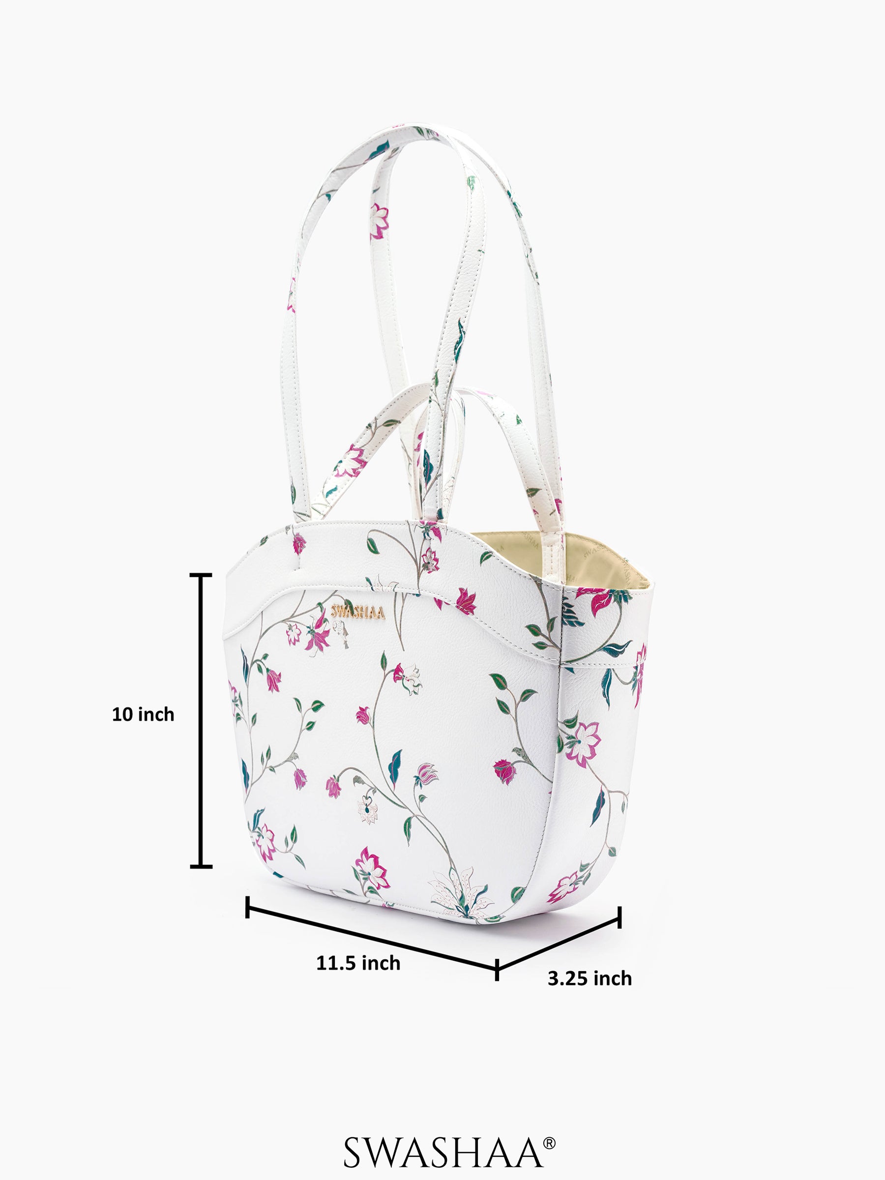 Hemi Floral White Women's Leather Shoulder Bag