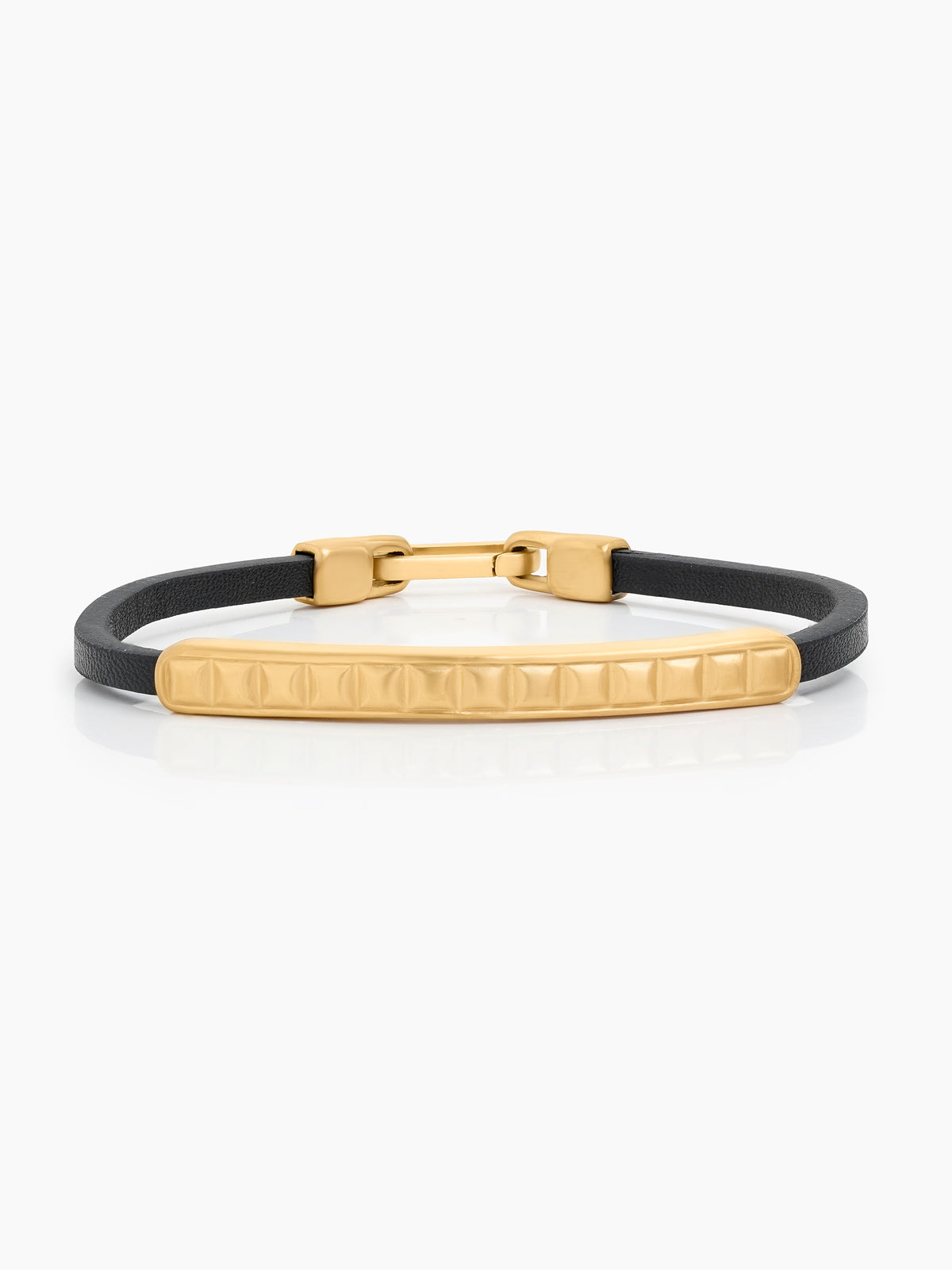 Heston Black - 18K Gold Plated Men's Leather Bracelet
