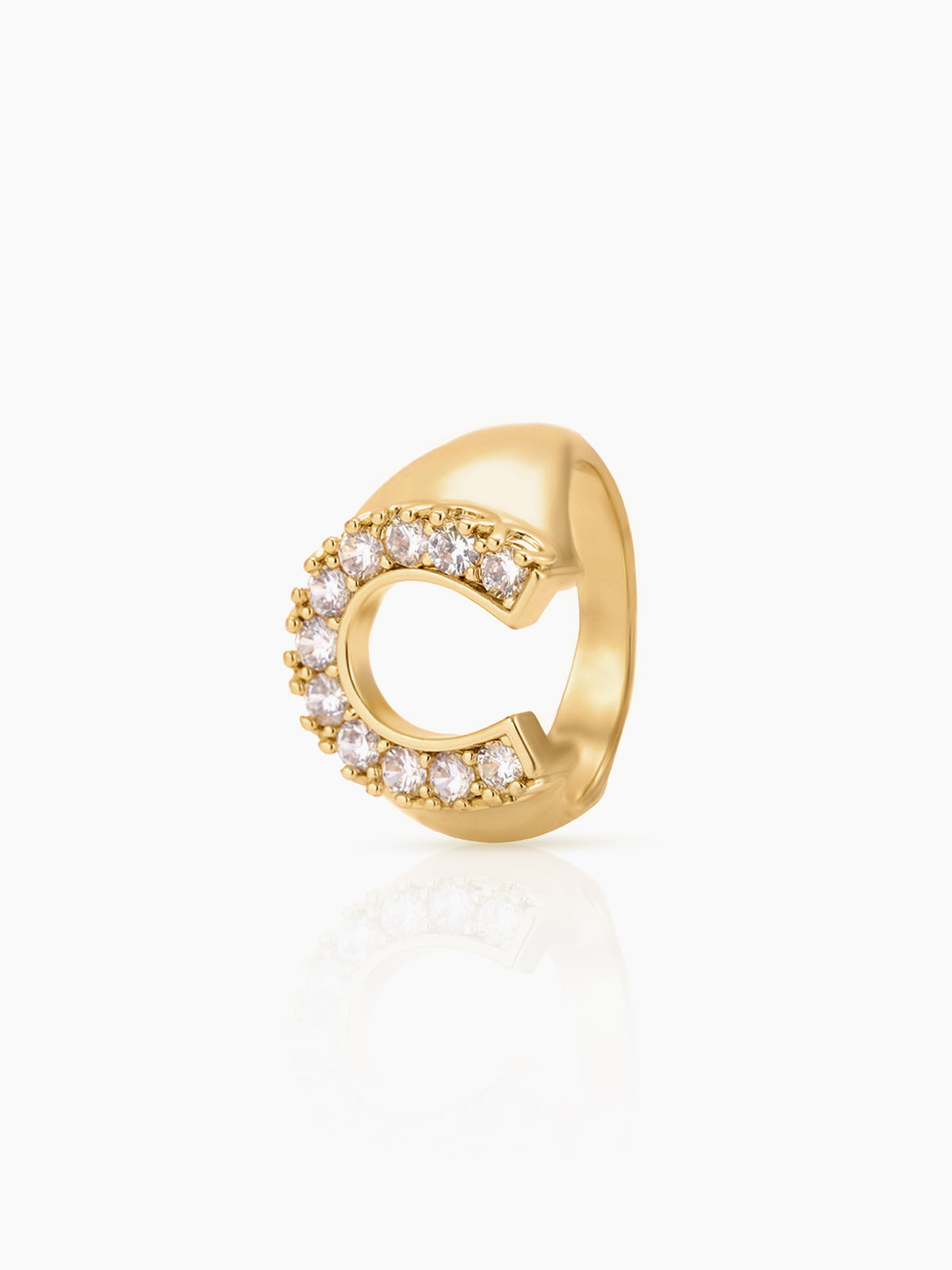 Horseshoe Sparkling CZ Stones 14K Gold Plated Ring