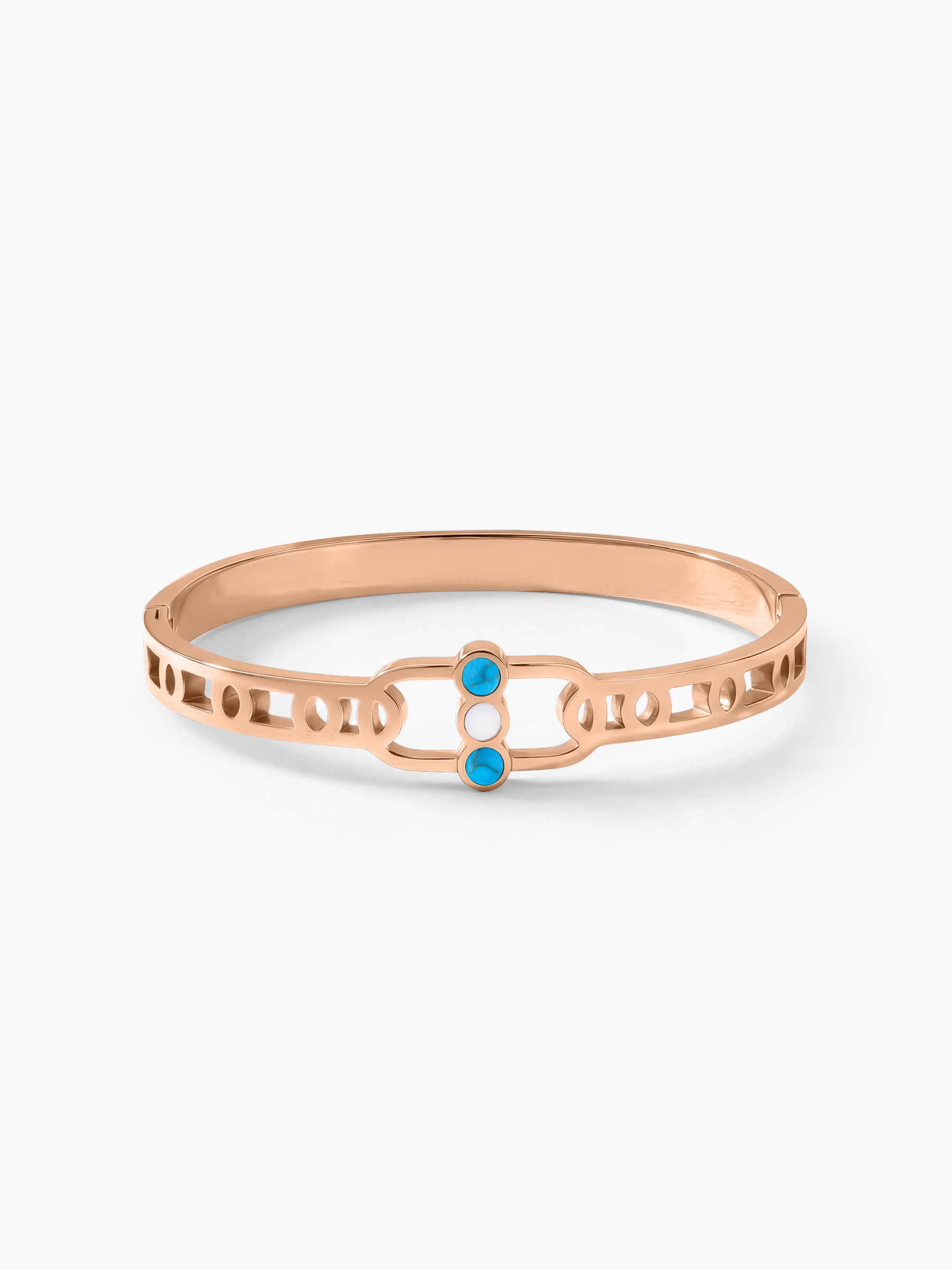 Hylee Trio Evil Eye Turquoise White Marble Rosegold Plated Bracelet