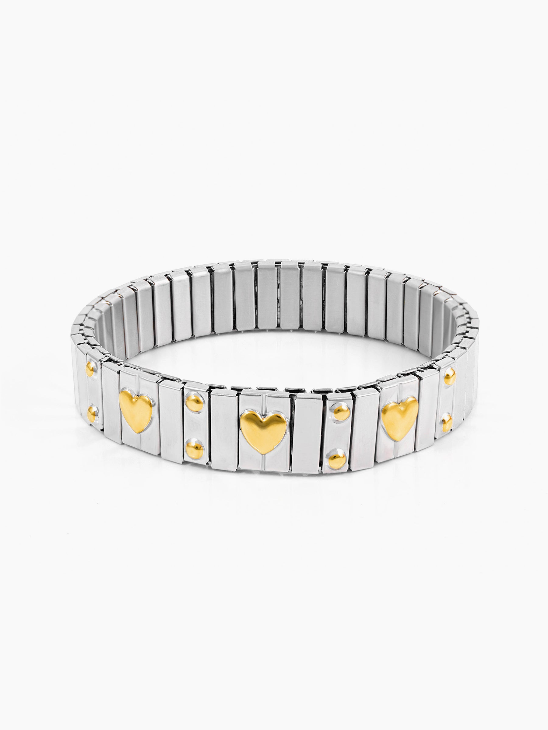 Ishra Silver Tone Link Gold-Tone Heart Loose Bracelet