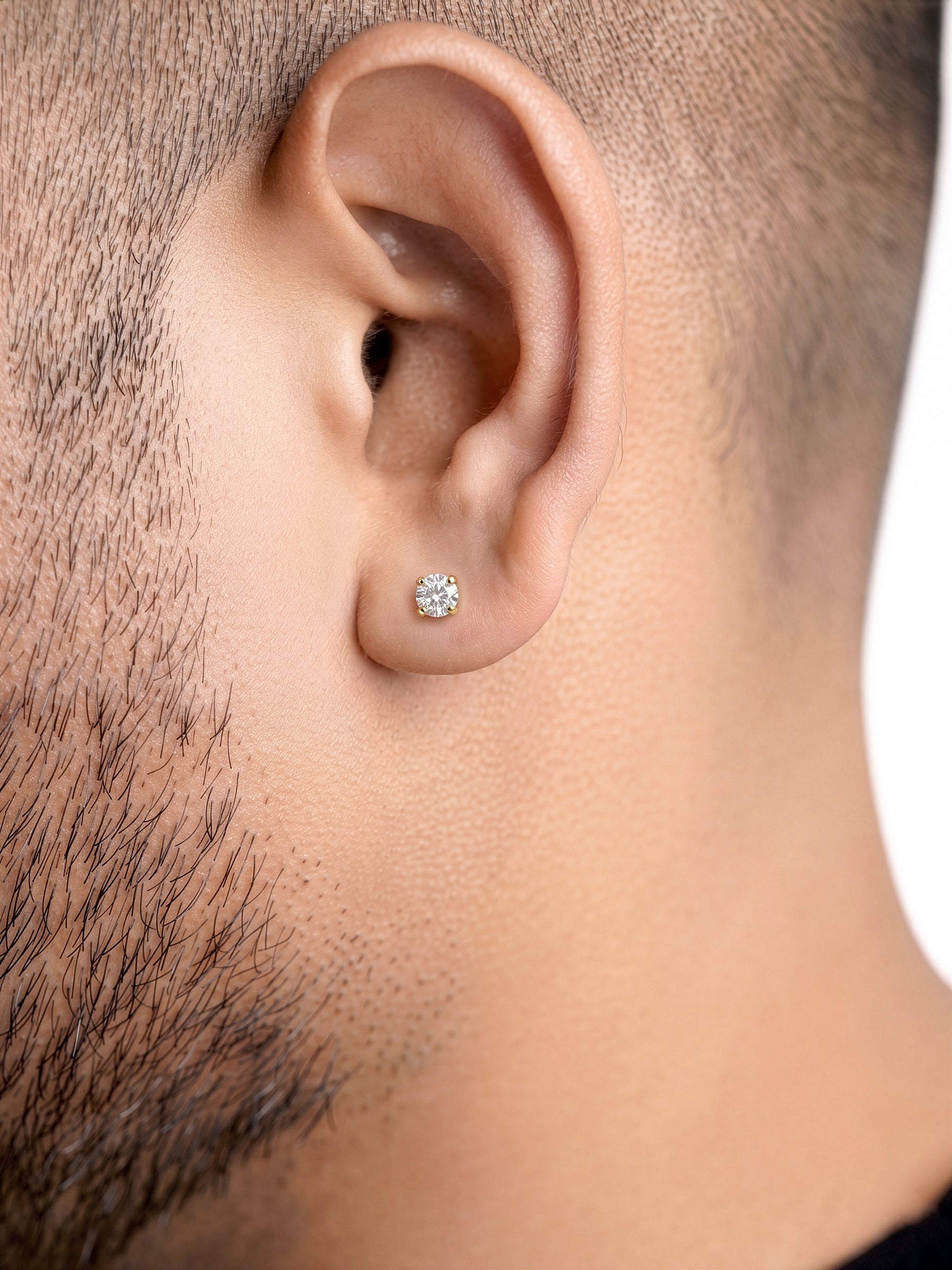 Ivonna Diamond Solitaire 18K Gold Plated Men's Stud Earrings