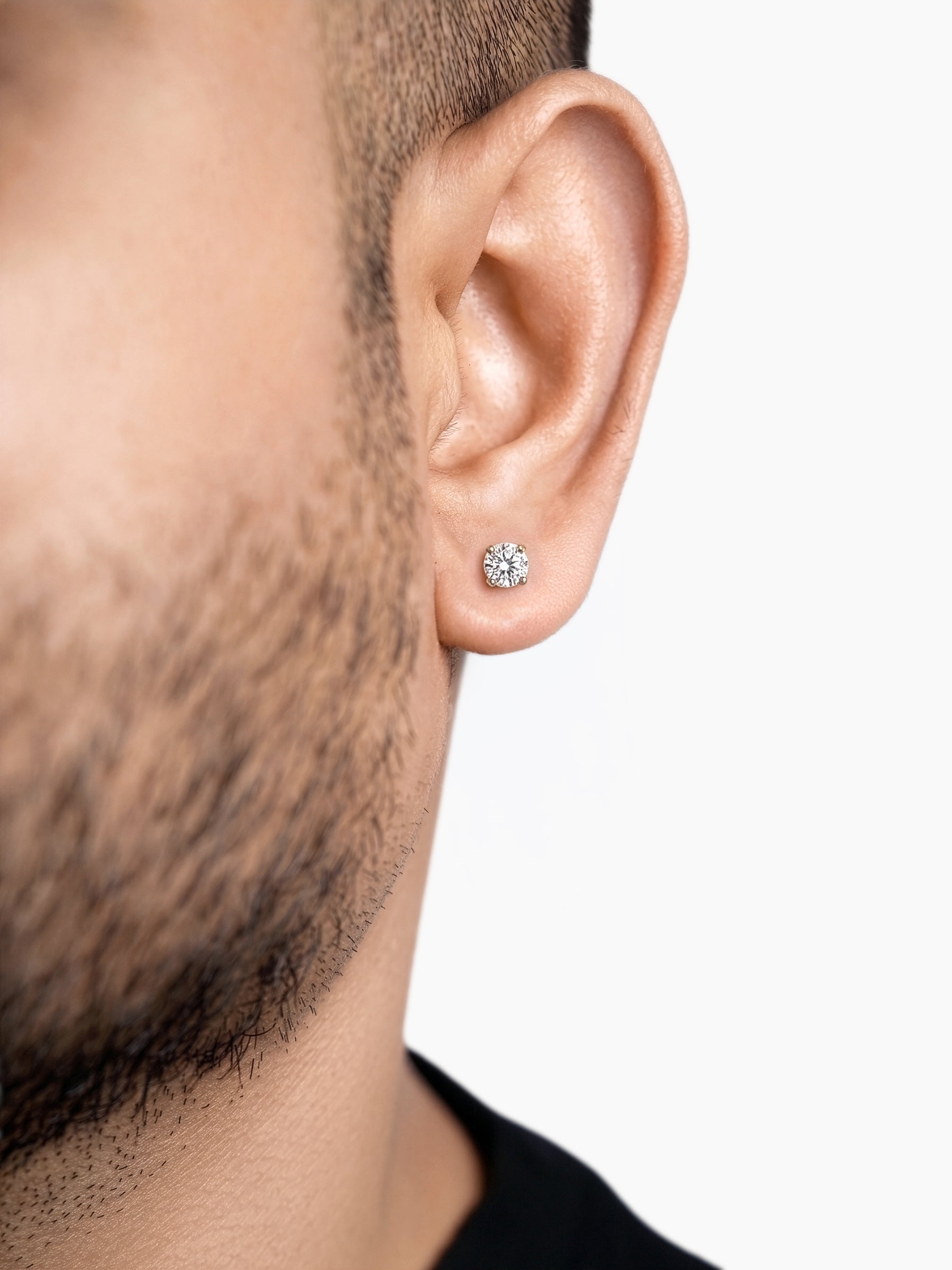 Ivonna Diamond Solitaire 18K Gold Plated Men's Stud Earrings