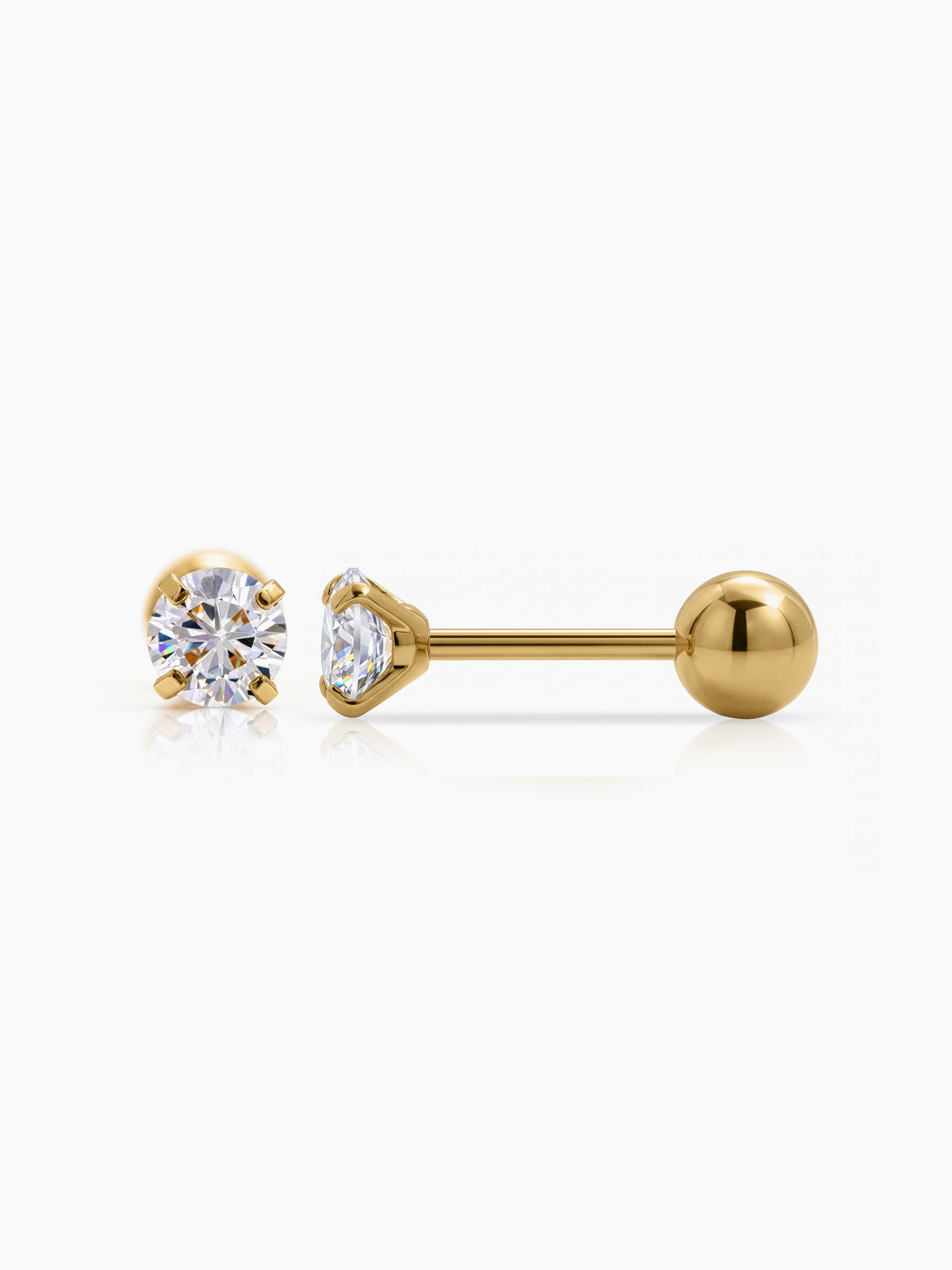 Ivonna Solitaire Diamond 18K Gold Plated Women's Stud Earrings