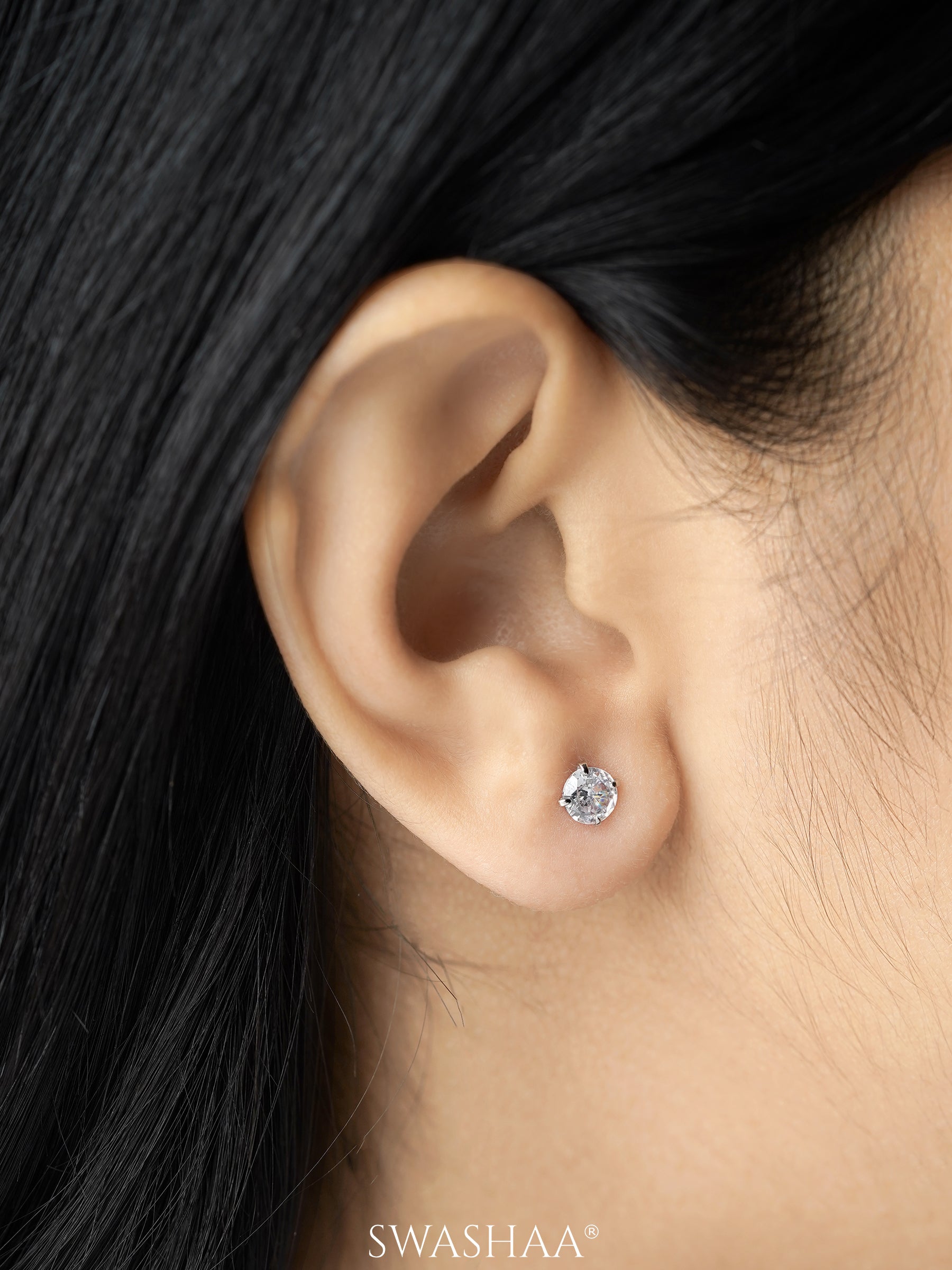 Ivonna Diamond Silver Stud Earrings