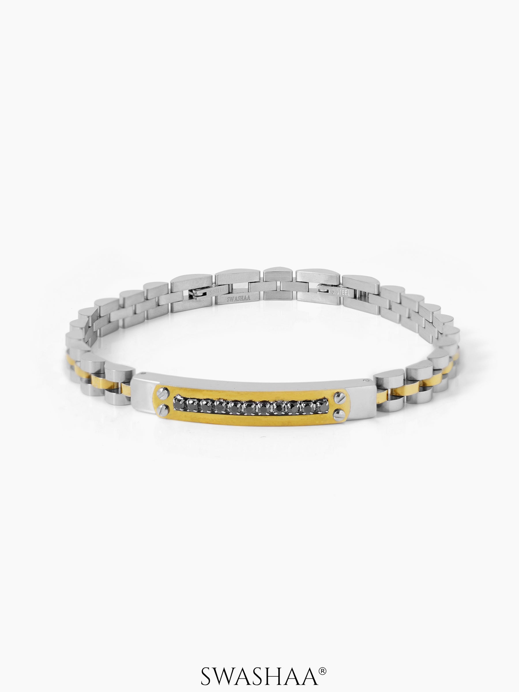 Jace Two Tone Link Silver Men's Watch Belt Bracelet