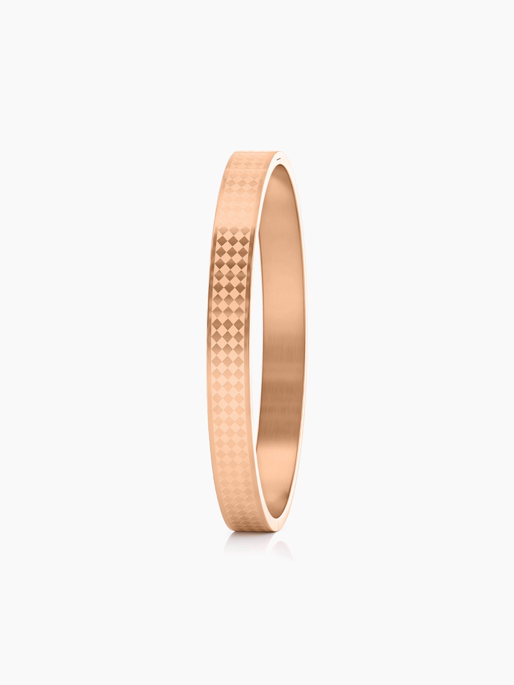Jaden Grid Texture Rosegold Plated Men's Kada