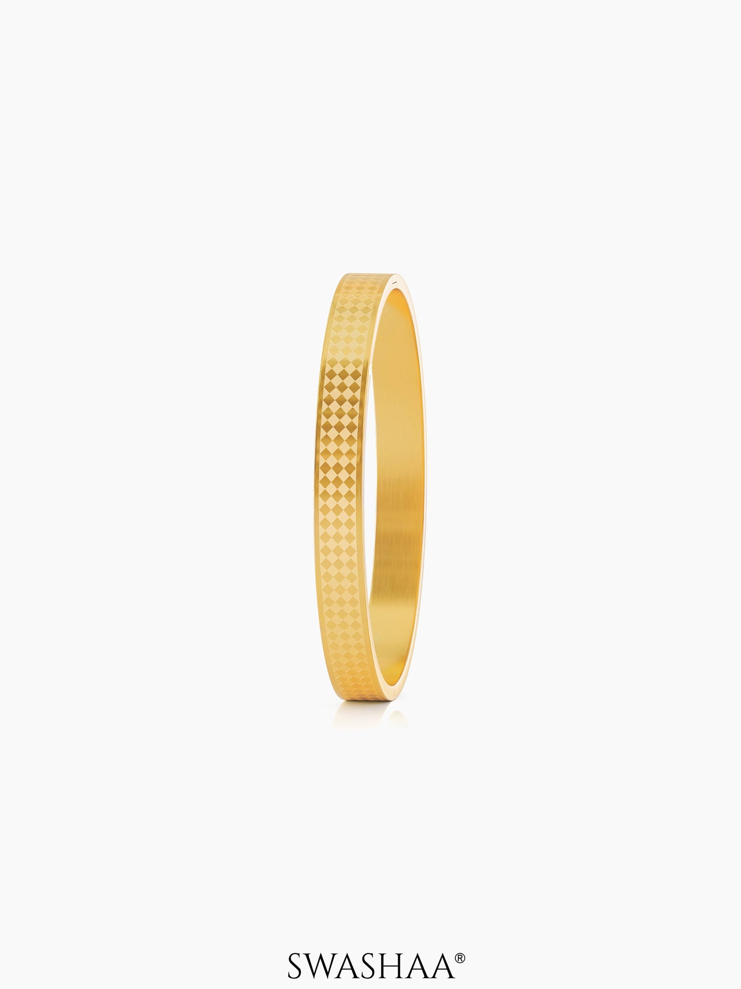 Jaden Grid Texture 18K Gold Plated Men's Kada