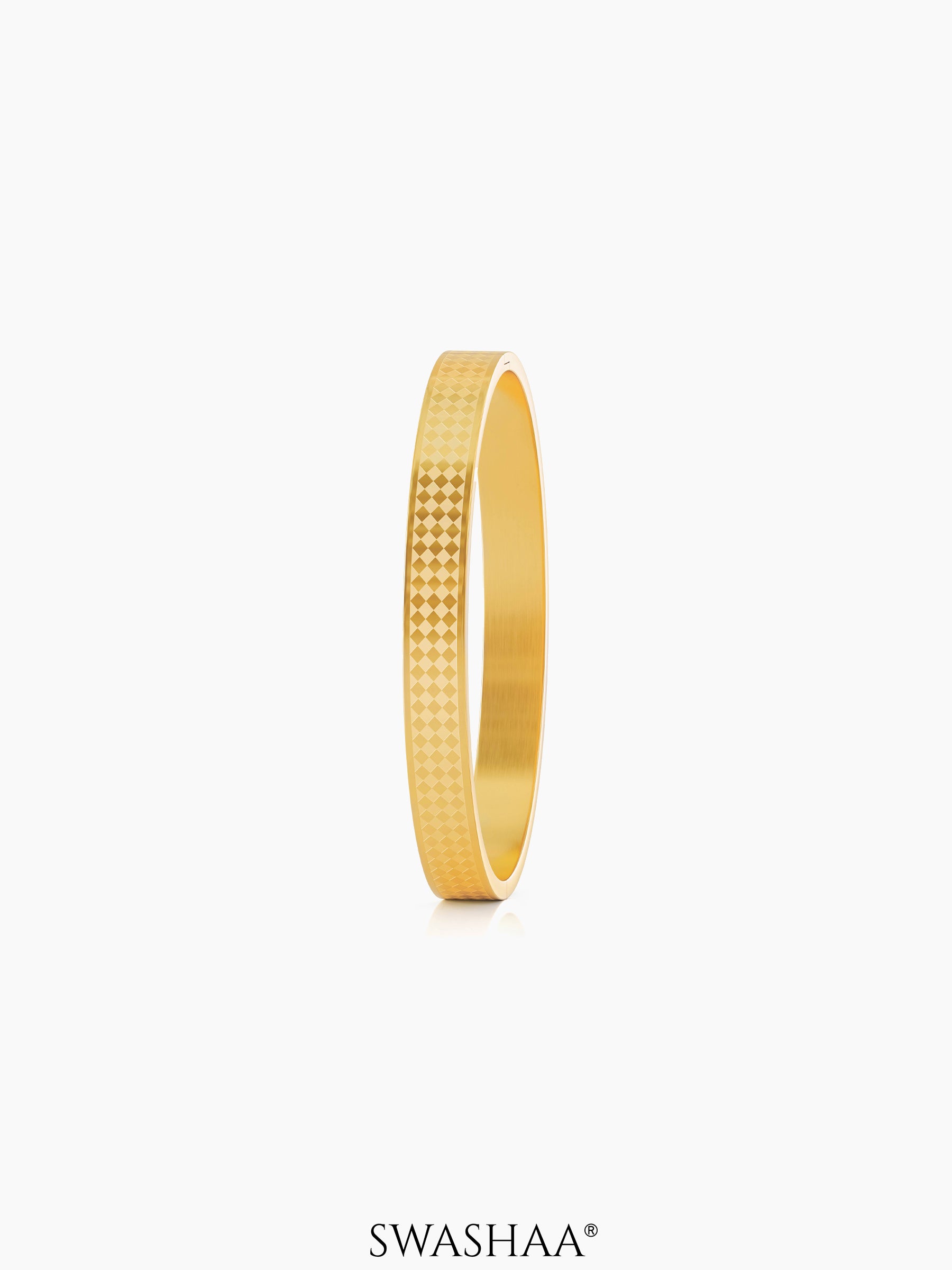 Jaden Grid Texture 18K Gold Plated Men's Kada