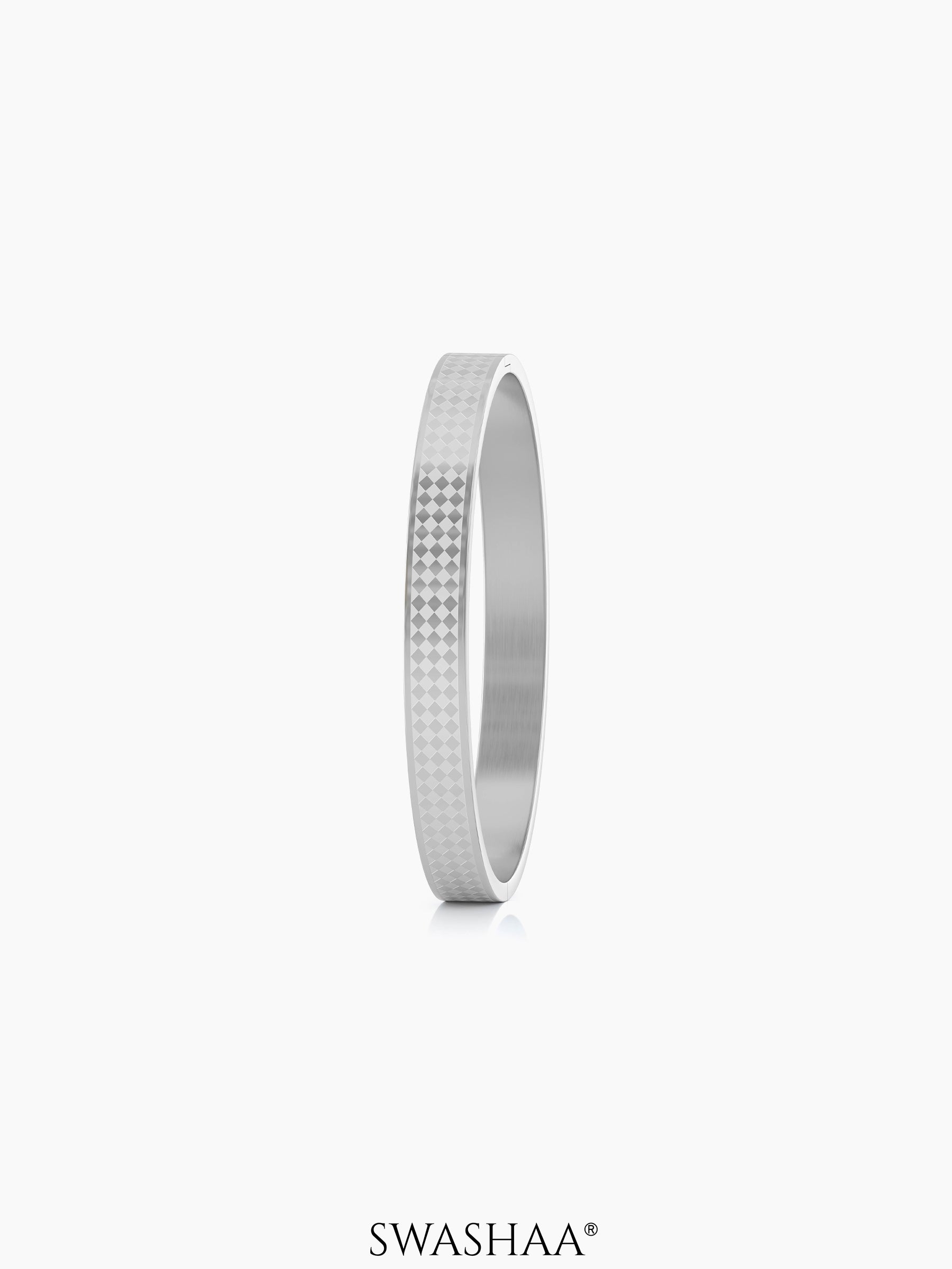 Jaden Grid Texture Silver Men's Kada