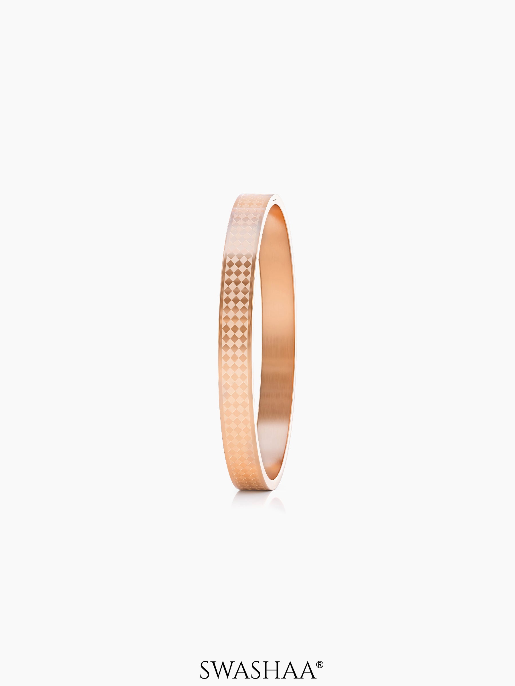 Jaden Grid Texture Rosegold Plated Men's Kada