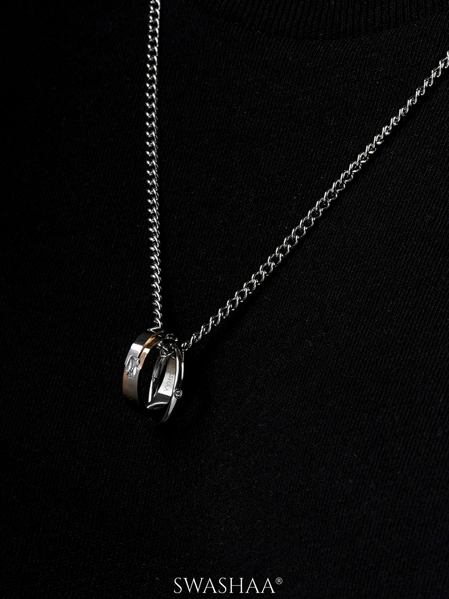 Jan Twin Ring Silver Men's Chain Pendant